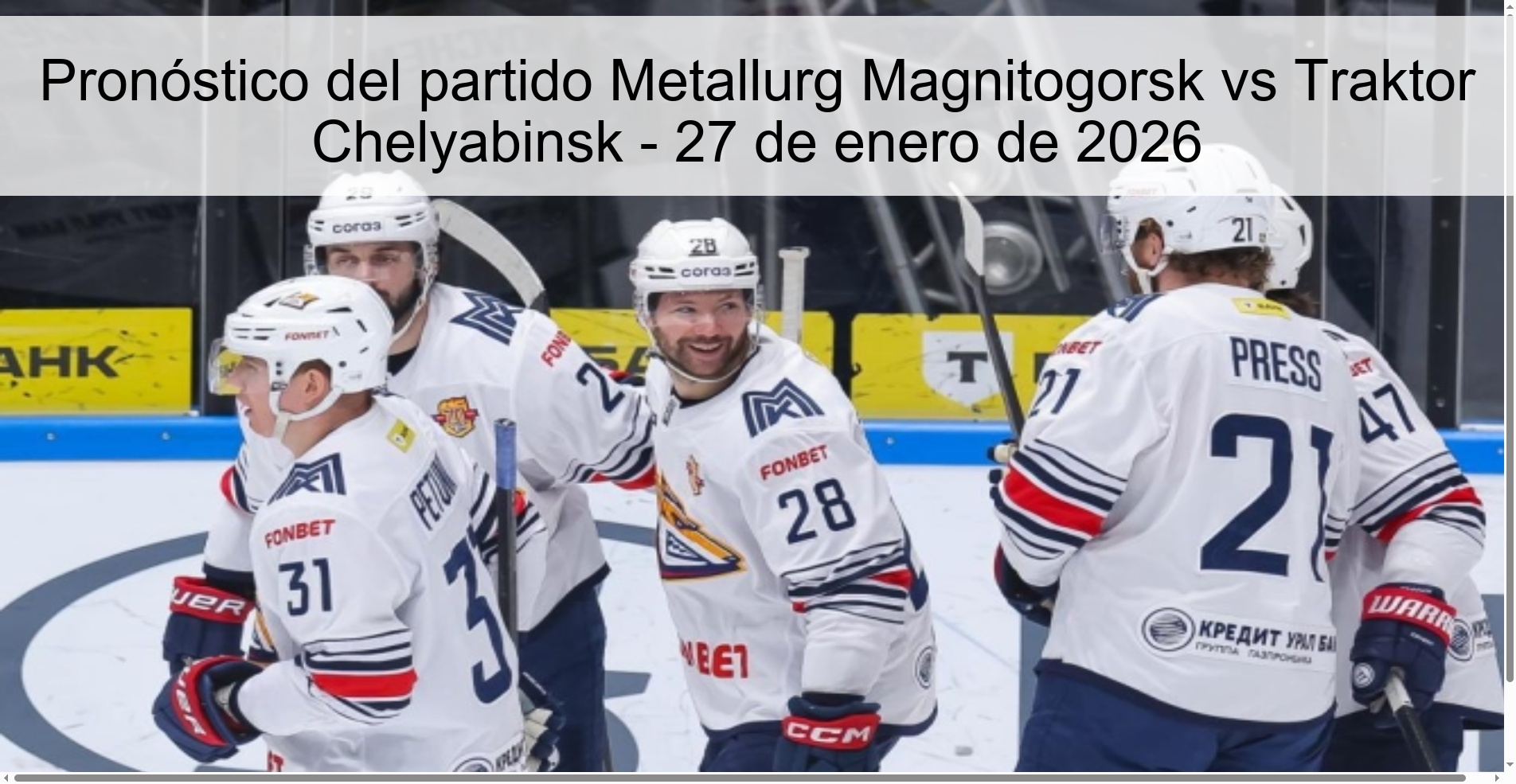 Metallurg Magnitogorsk vs Traktor Chelyabinsk Prediction – January 27, 2026