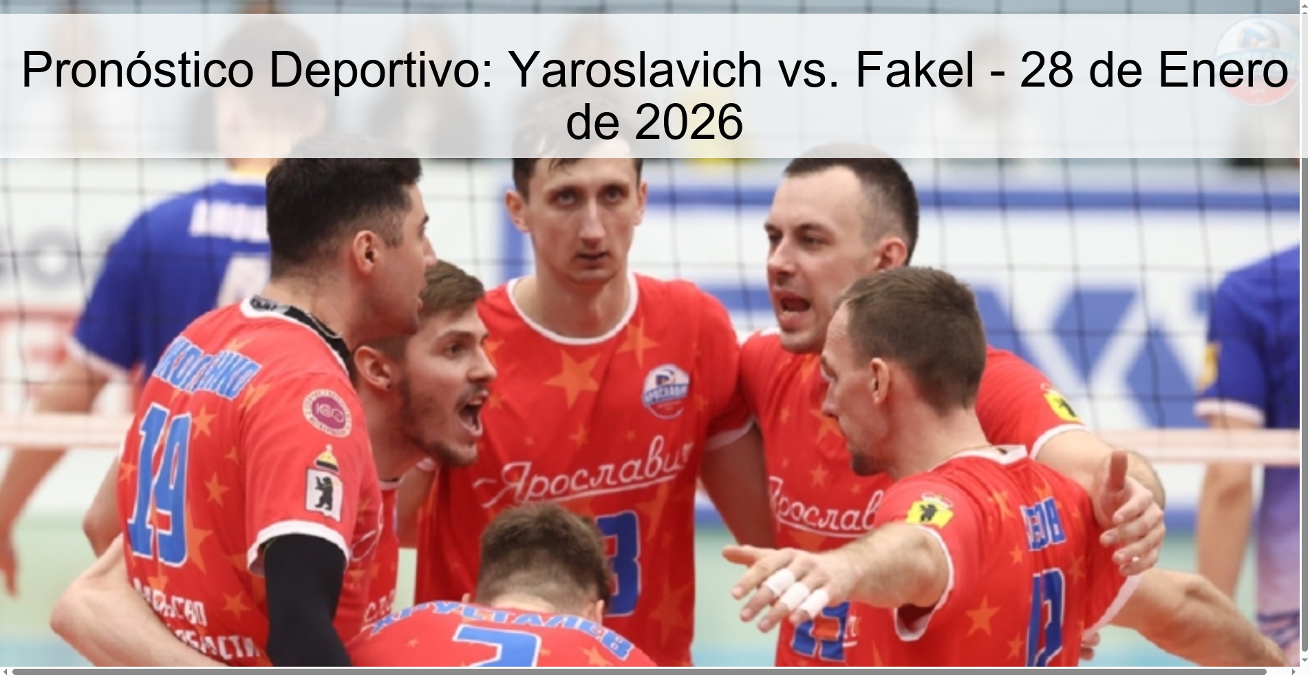 Pronóstico Deportivo: Yaroslavich vs. Fakel - 28 de Enero de 2026