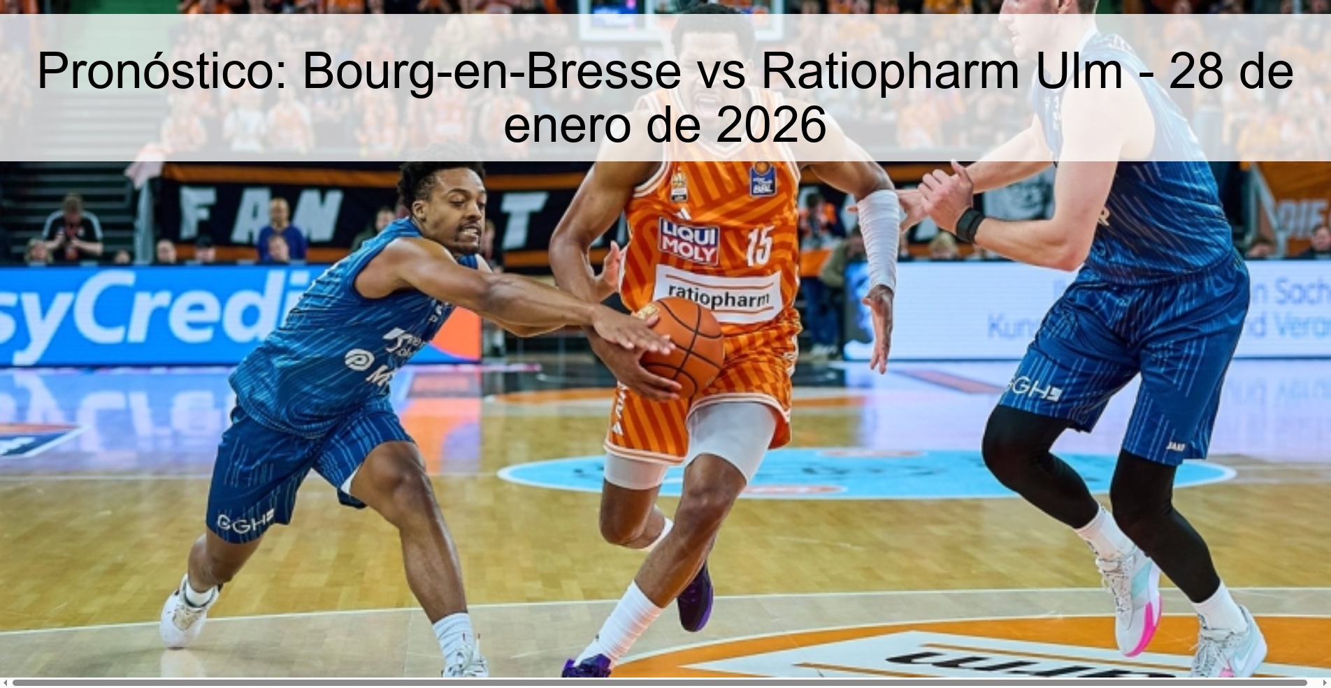 Pronóstico: Bourg-en-Bresse vs Ratiopharm Ulm - 28 de enero de 2026