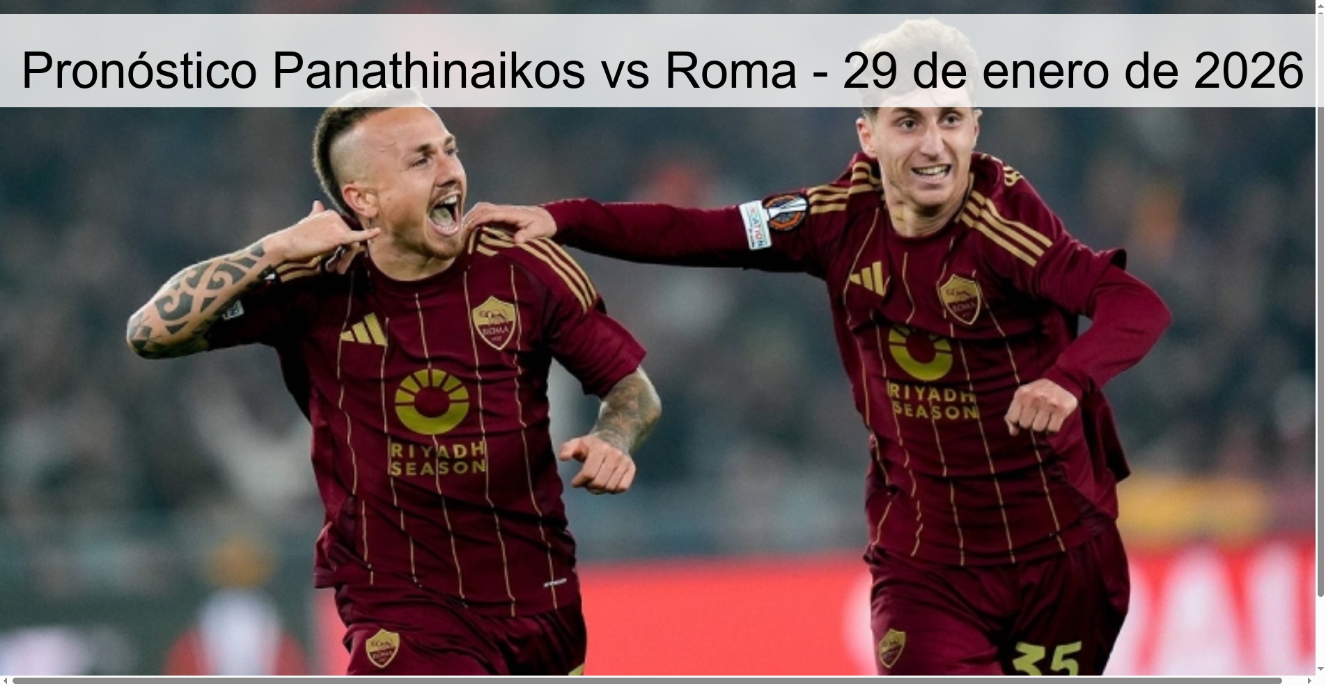 Pronóstico Panathinaikos vs Roma - 29 de enero de 2026