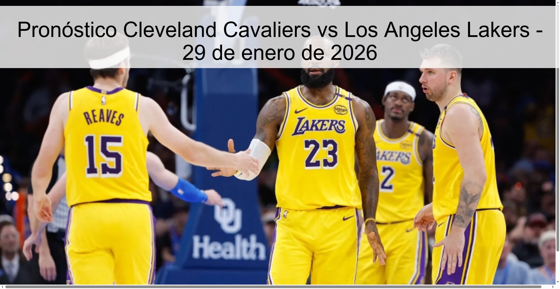 Pronóstico Cleveland Cavaliers vs Los Angeles Lakers - 29 de enero de 2026