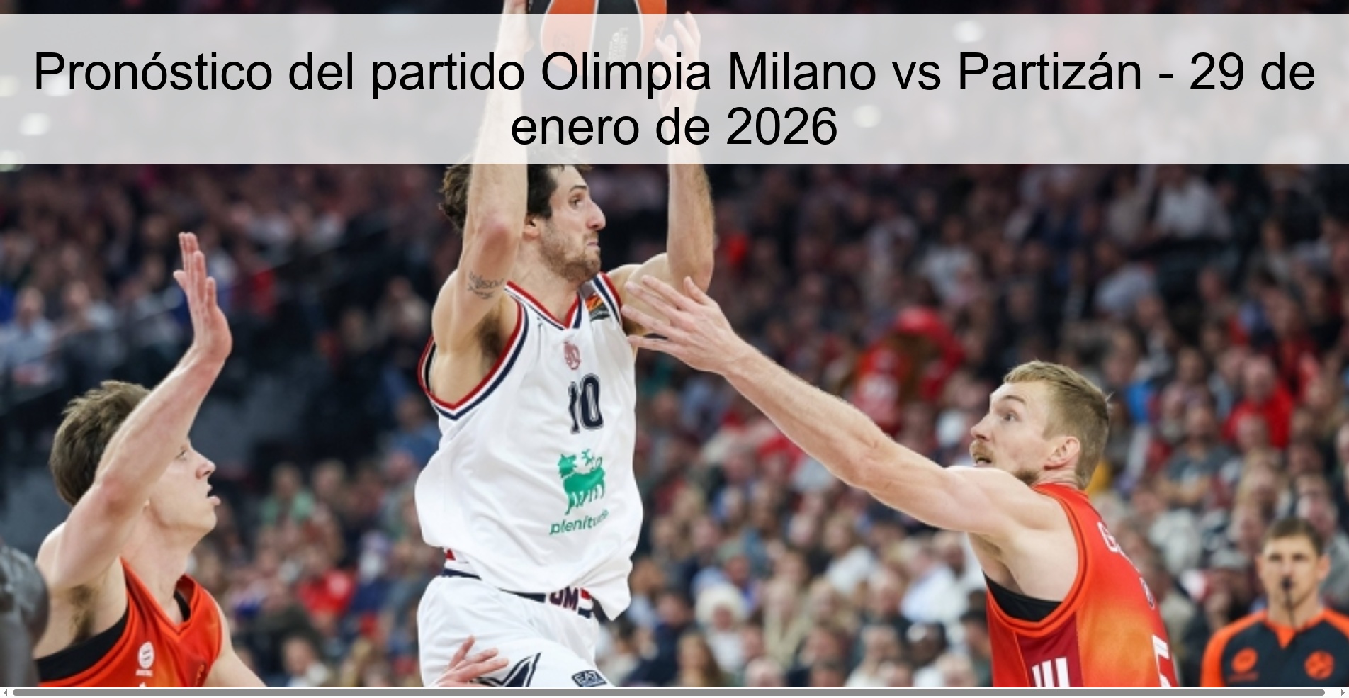 Pronóstico del partido Olimpia Milano vs Partizán - 29 de enero de 2026
