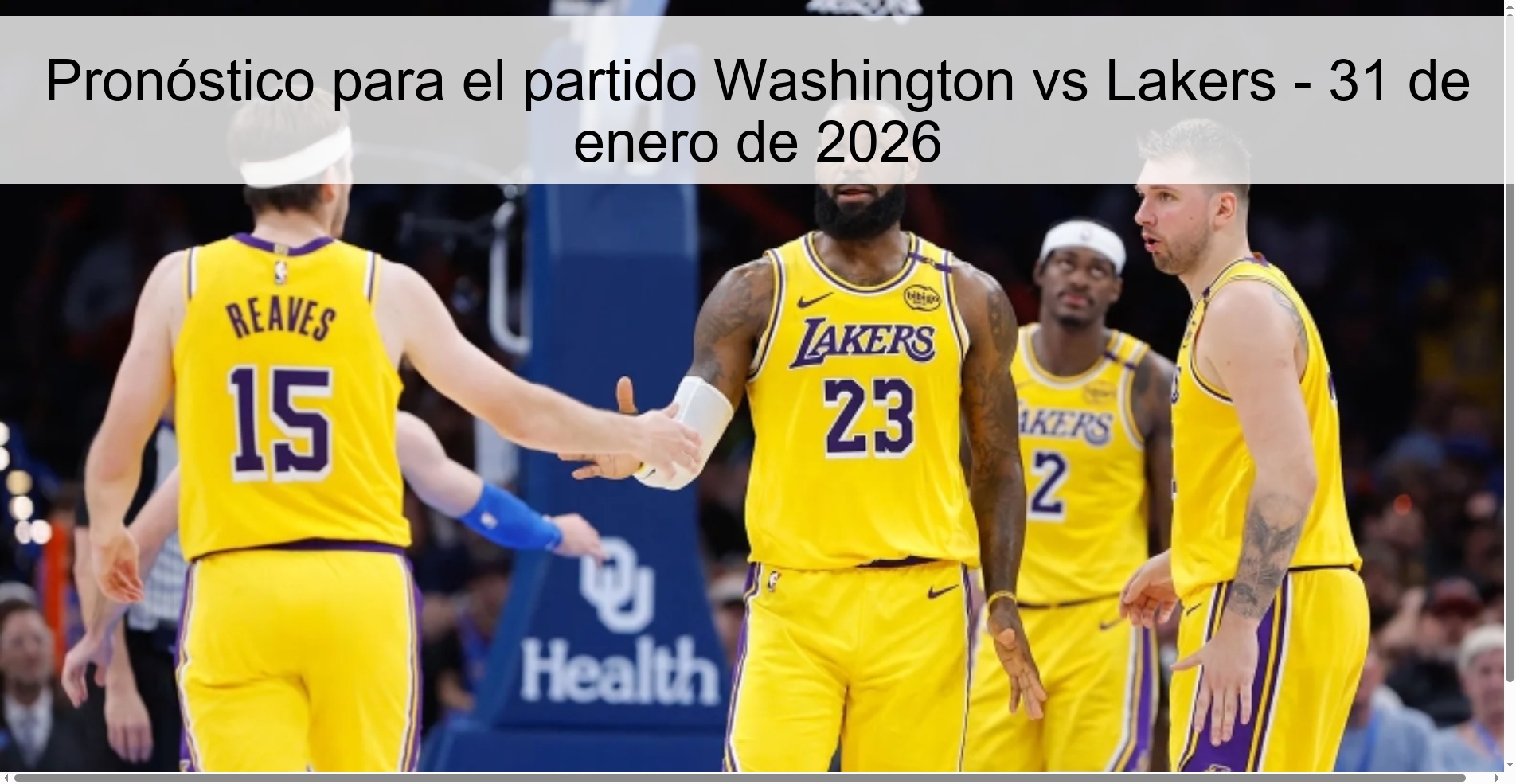 Pronóstico para el partido Washington vs Lakers - 31 de enero de 2026 Pronóstico para el partido Washington vs Lakers - 31 de enero de 2026