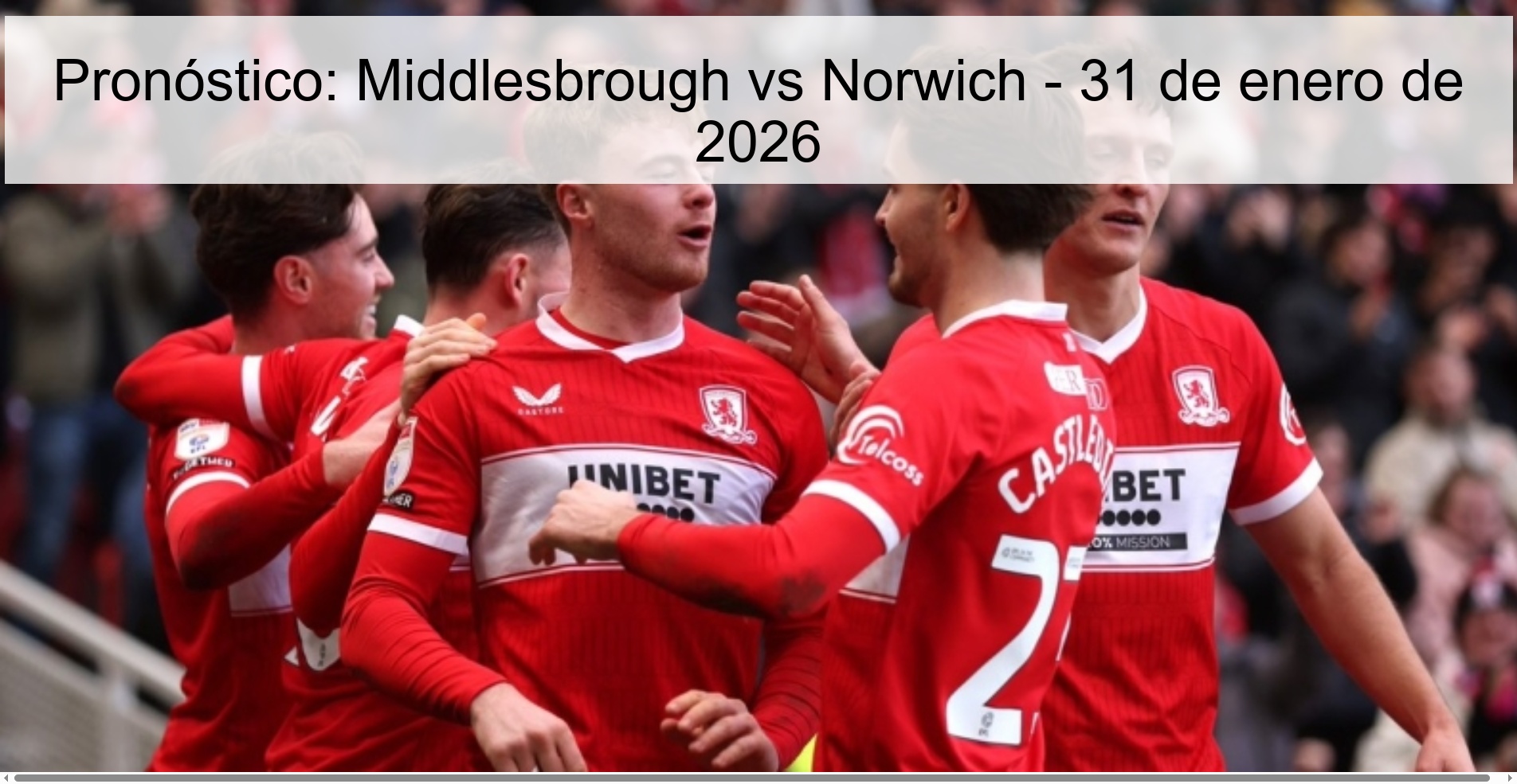 Pronóstico: Middlesbrough vs Norwich - 31 de enero de 2026