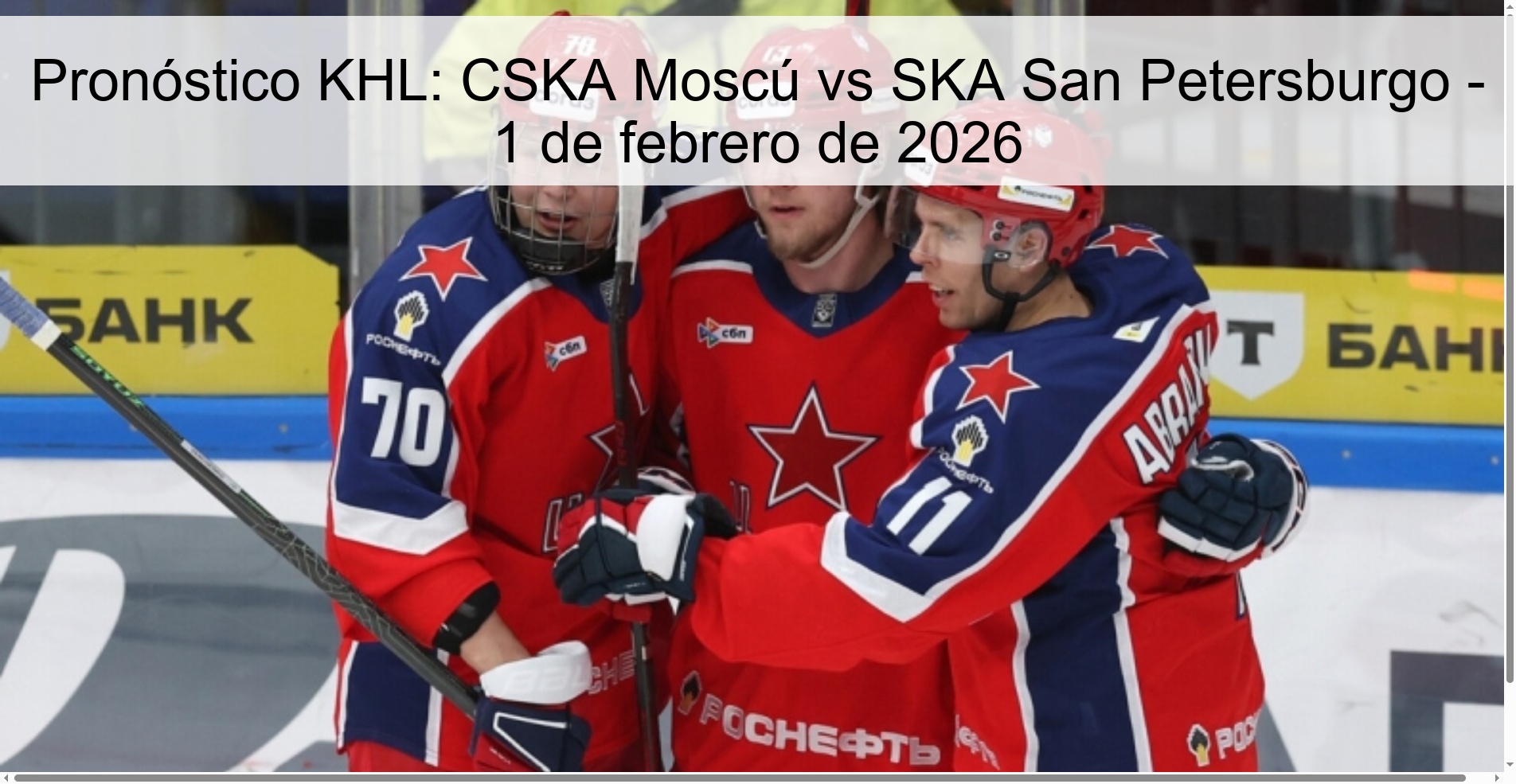 KHL Prediction: CSKA Moscow vs SKA Saint Petersburg – February 1, 2026