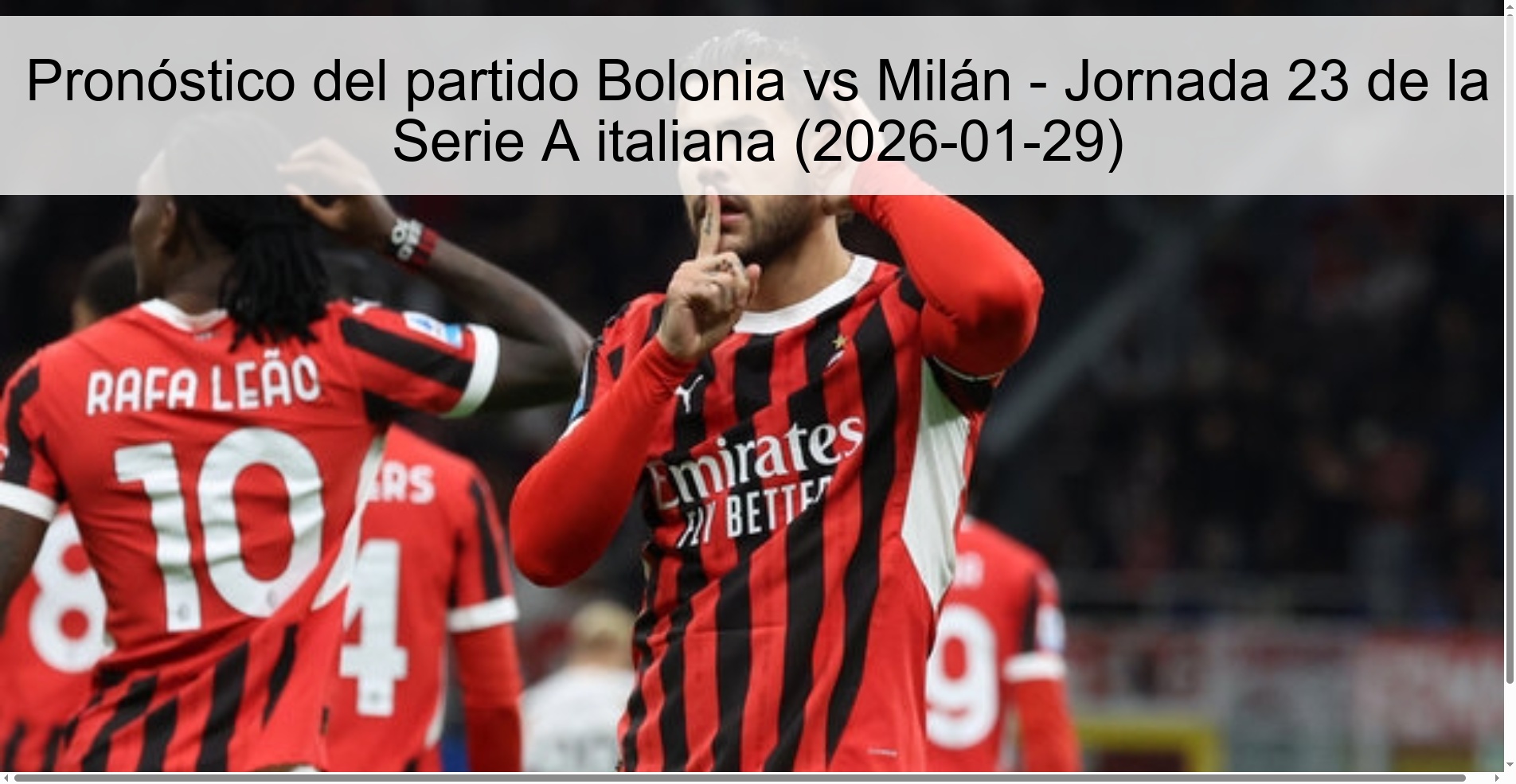 Bologna vs Milan match prediction - Matchday 23 of the Italian Serie A (2026-01-29)