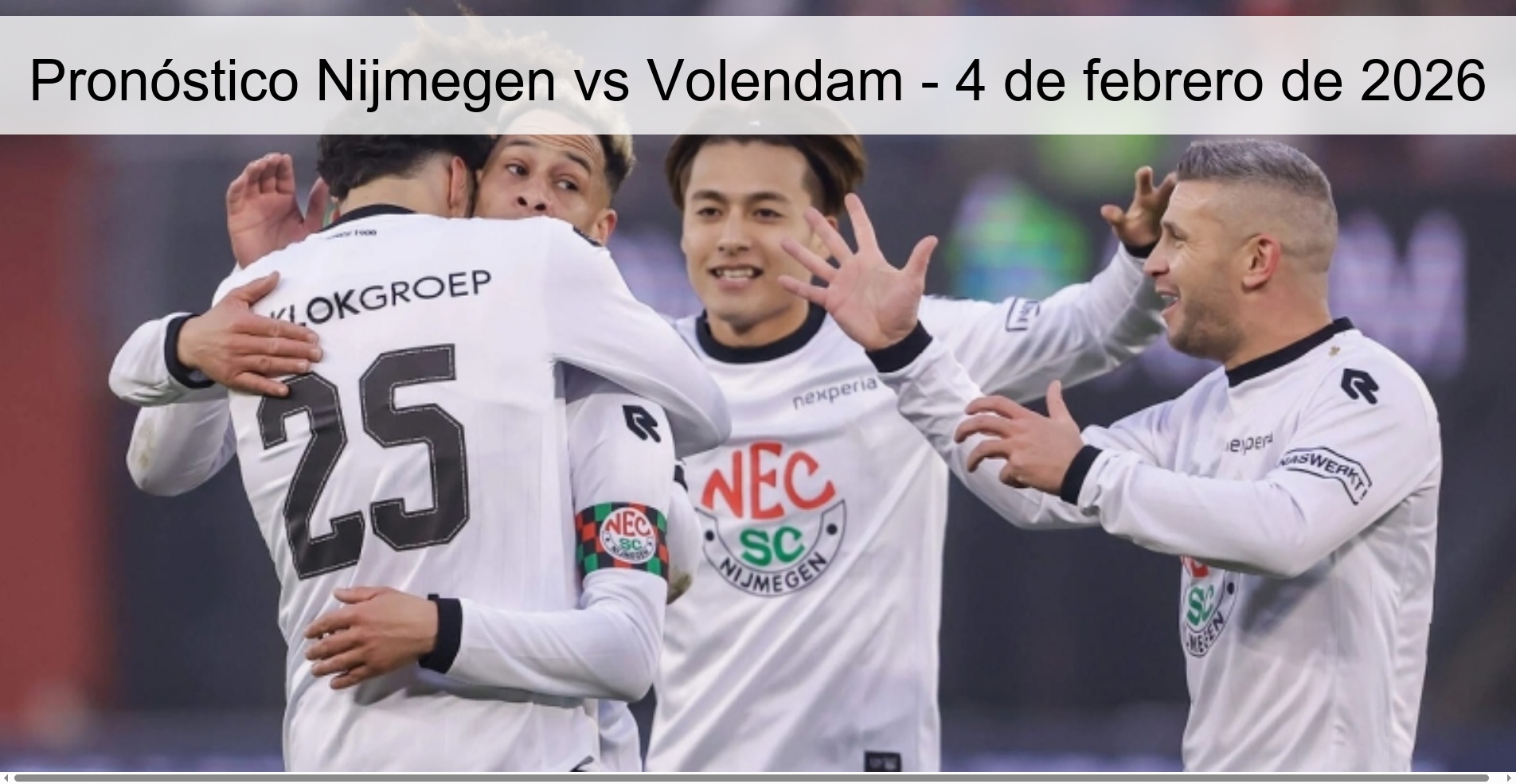 Pronóstico Nijmegen vs Volendam - 4 de febrero de 2026