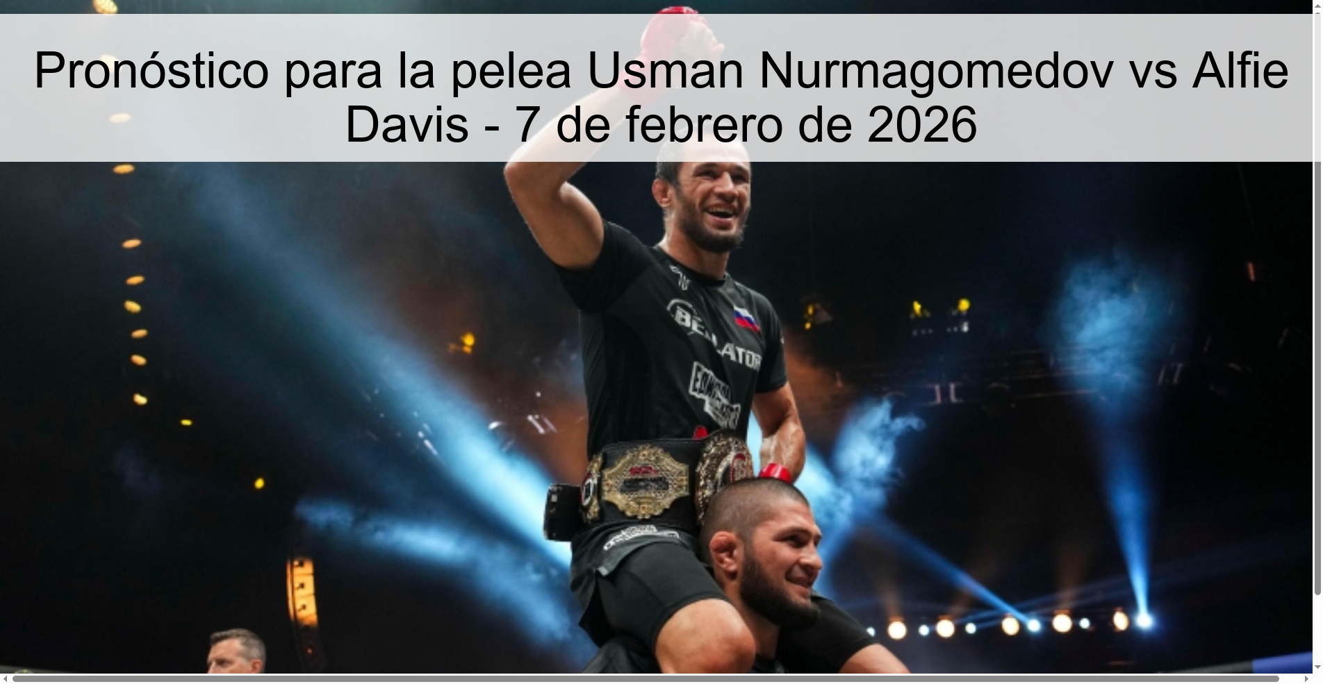 Prediction for the fight Usman Nurmagomedov vs Alfie Davis - February 7, 2026
