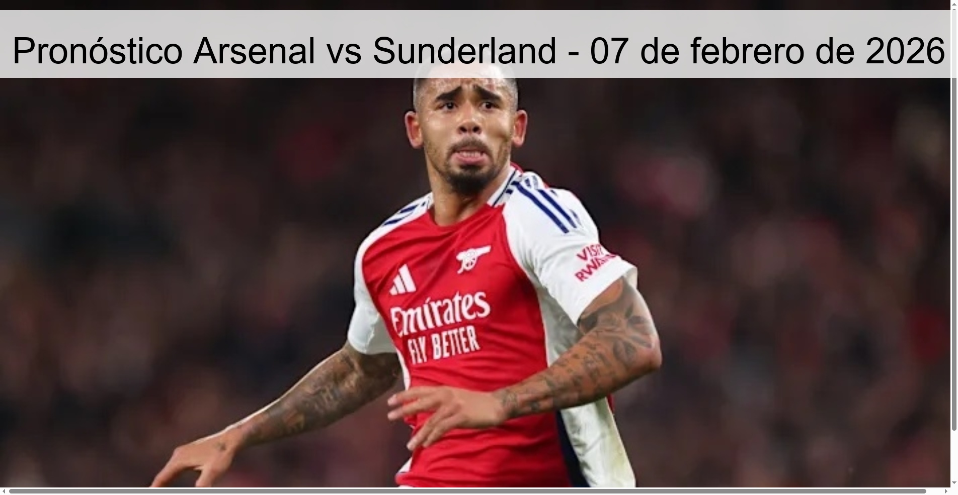 Pronóstico Arsenal vs Sunderland - 07 de febrero de 2026