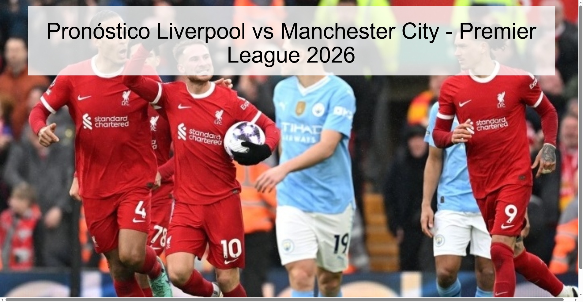 Liverpool vs Manchester City Prediction - Premier League 2026