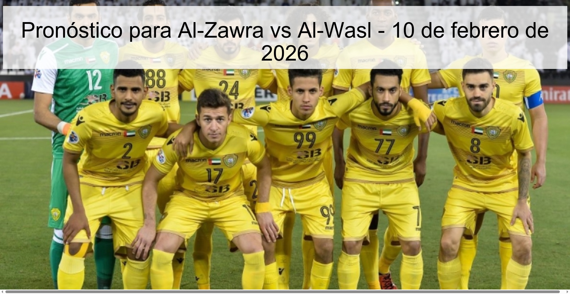 Prediction for Al-Zawra vs Al-Wasl – February 10, 2026