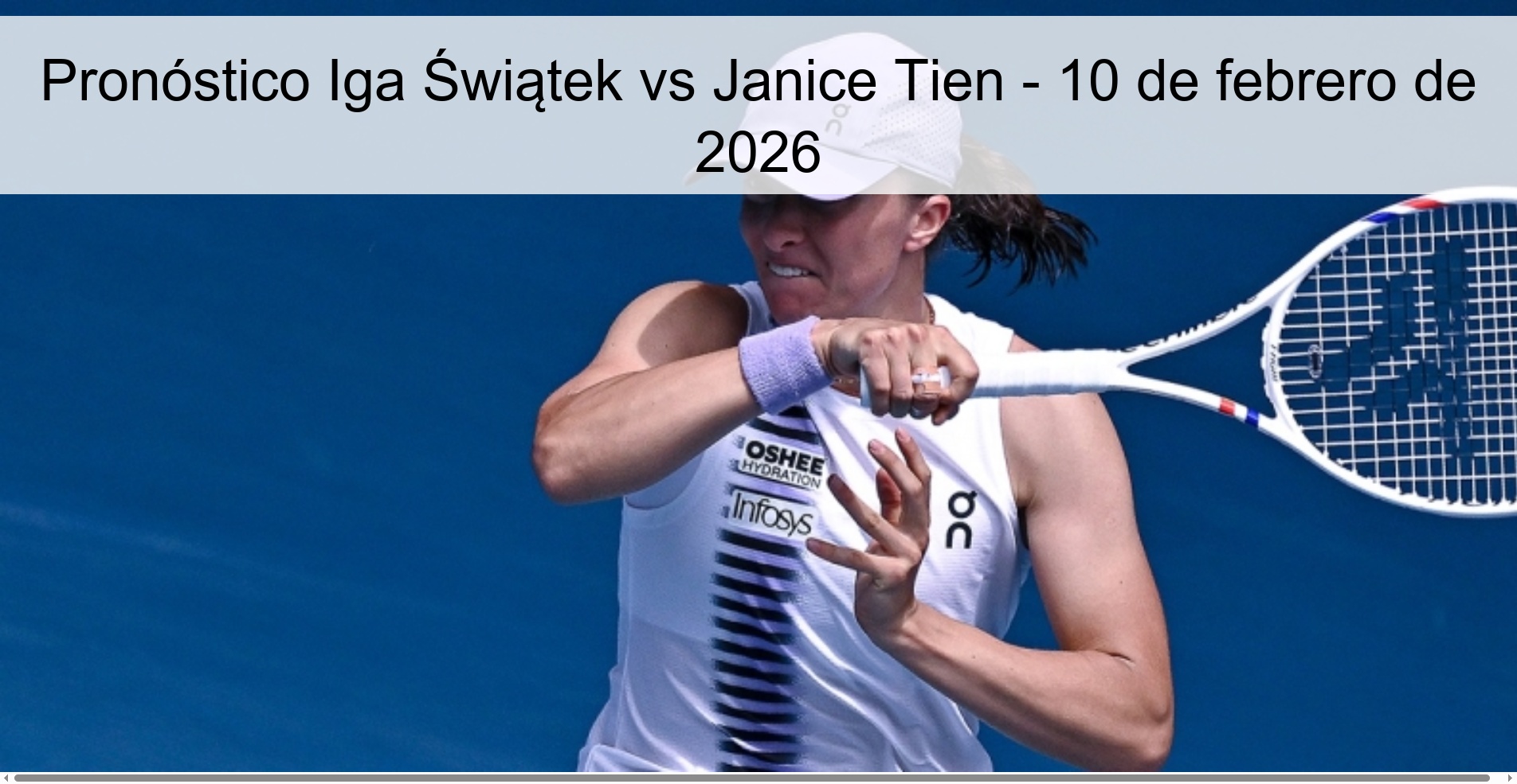 Pronóstico Iga Świątek vs Janice Tien - 10 de febrero de 2026