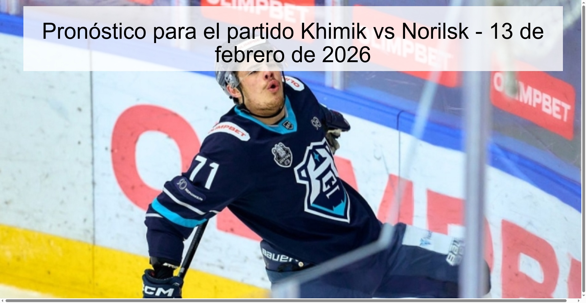 Prediction for the match Khimik vs Norilsk - February 13, 2026