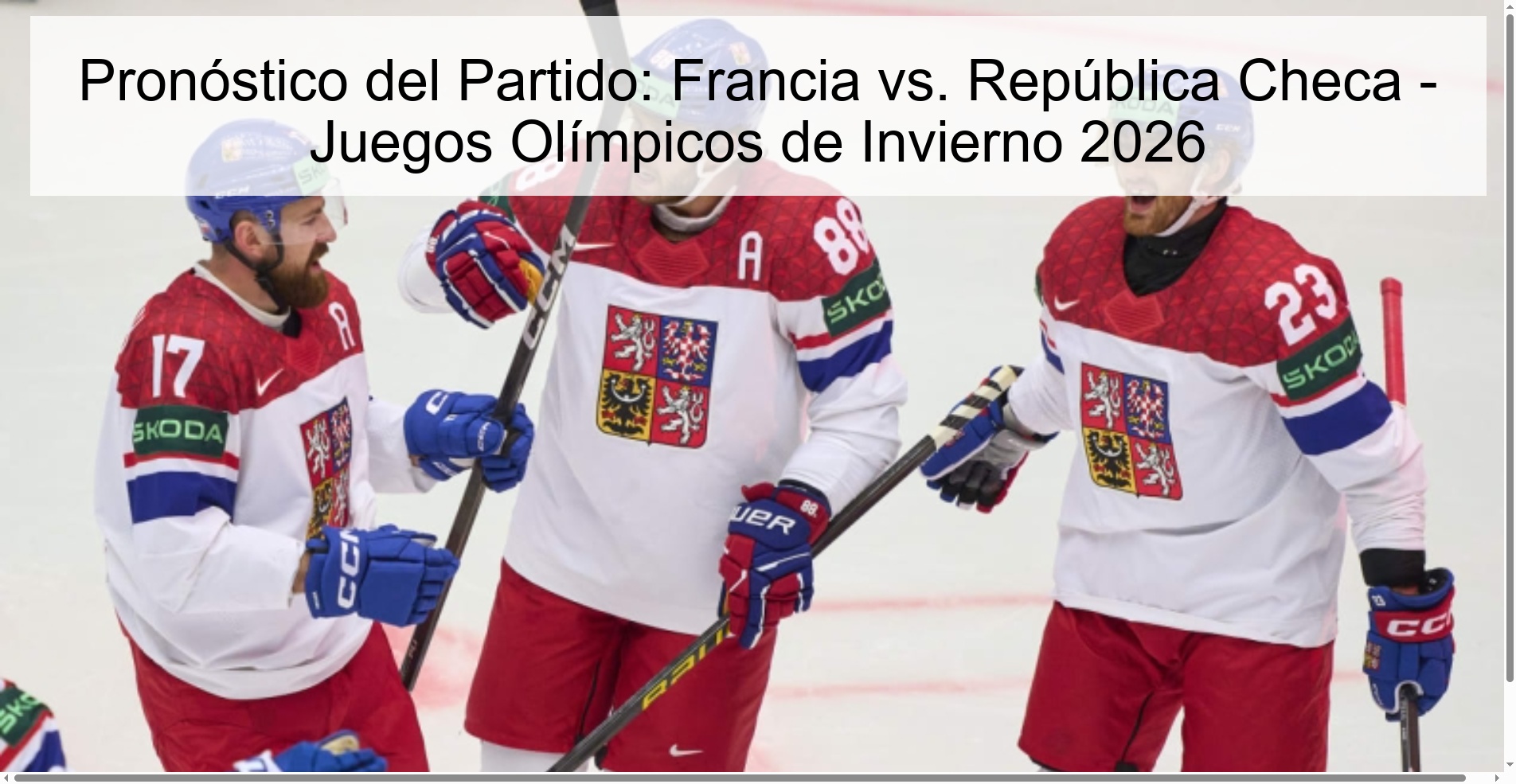 Match Prediction: France vs. Czech Republic - 2026 Winter Olympics