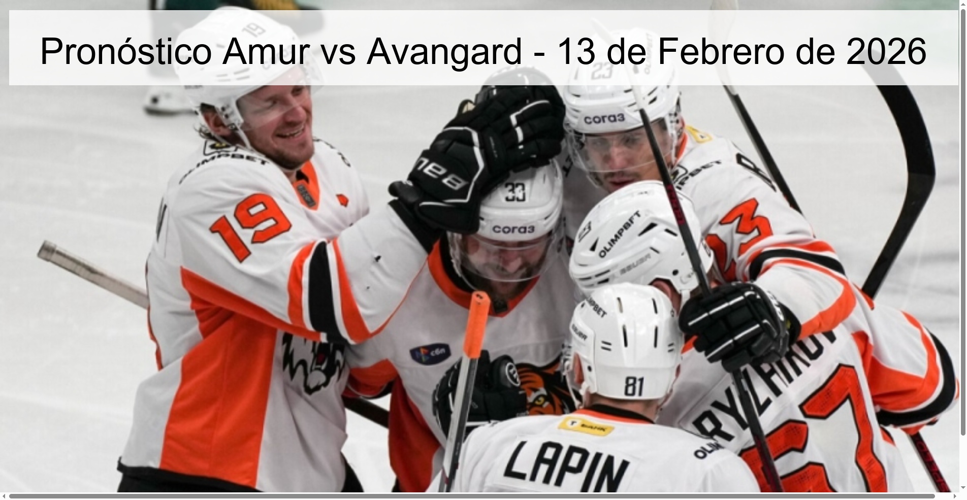 Pronóstico Amur vs Avangard - 13 de Febrero de 2026