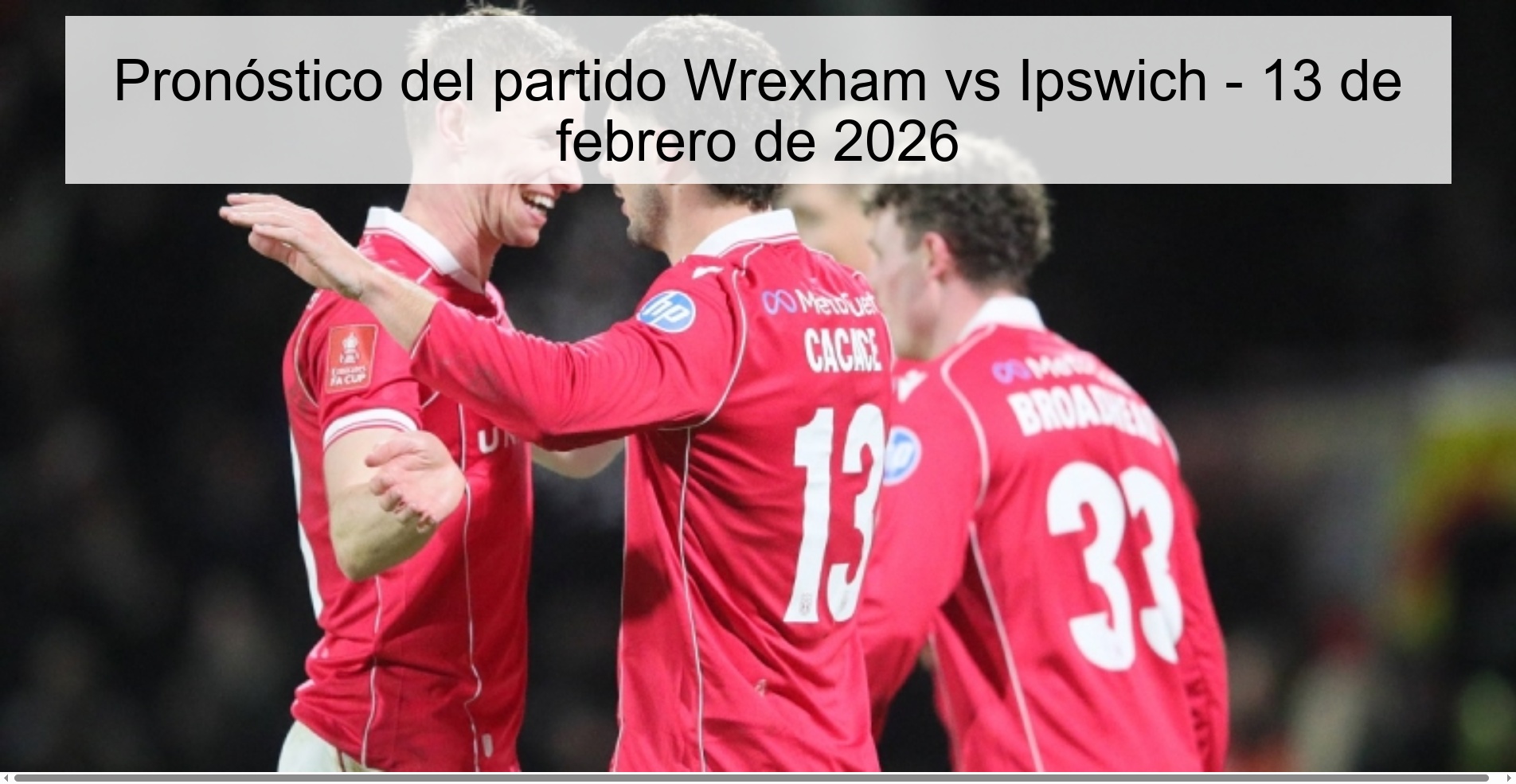 Pronóstico del partido Wrexham vs Ipswich - 13 de febrero de 2026