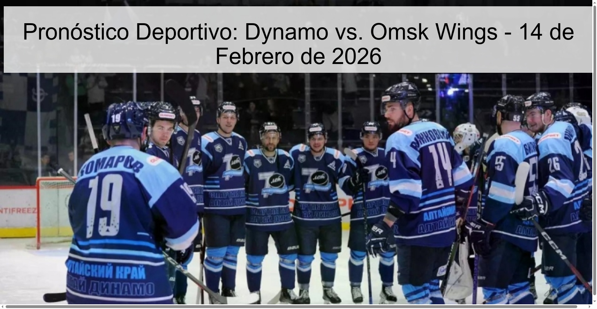 Sports Prediction: Dynamo vs. Omsk Wings - February 14, 2026