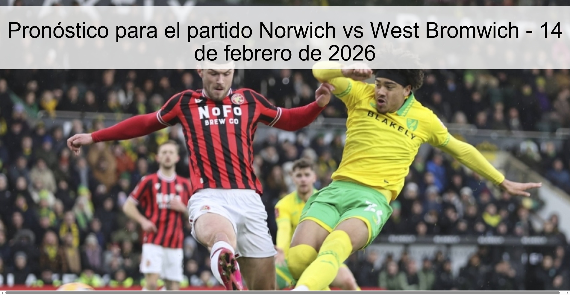 Prediction for the match Norwich vs West Bromwich - February 14, 2026