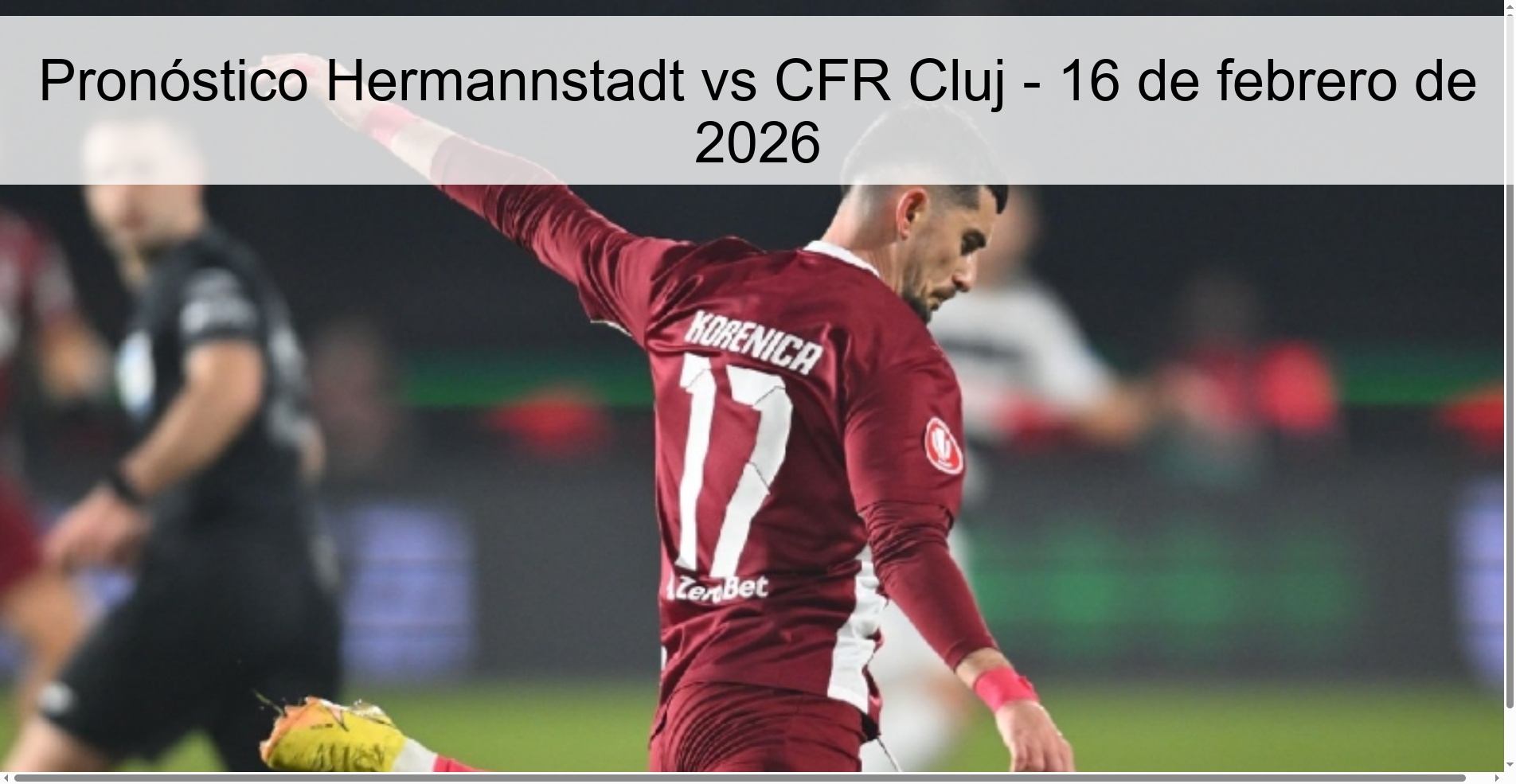 Pronóstico Hermannstadt vs CFR Cluj - 16 de febrero de 2026