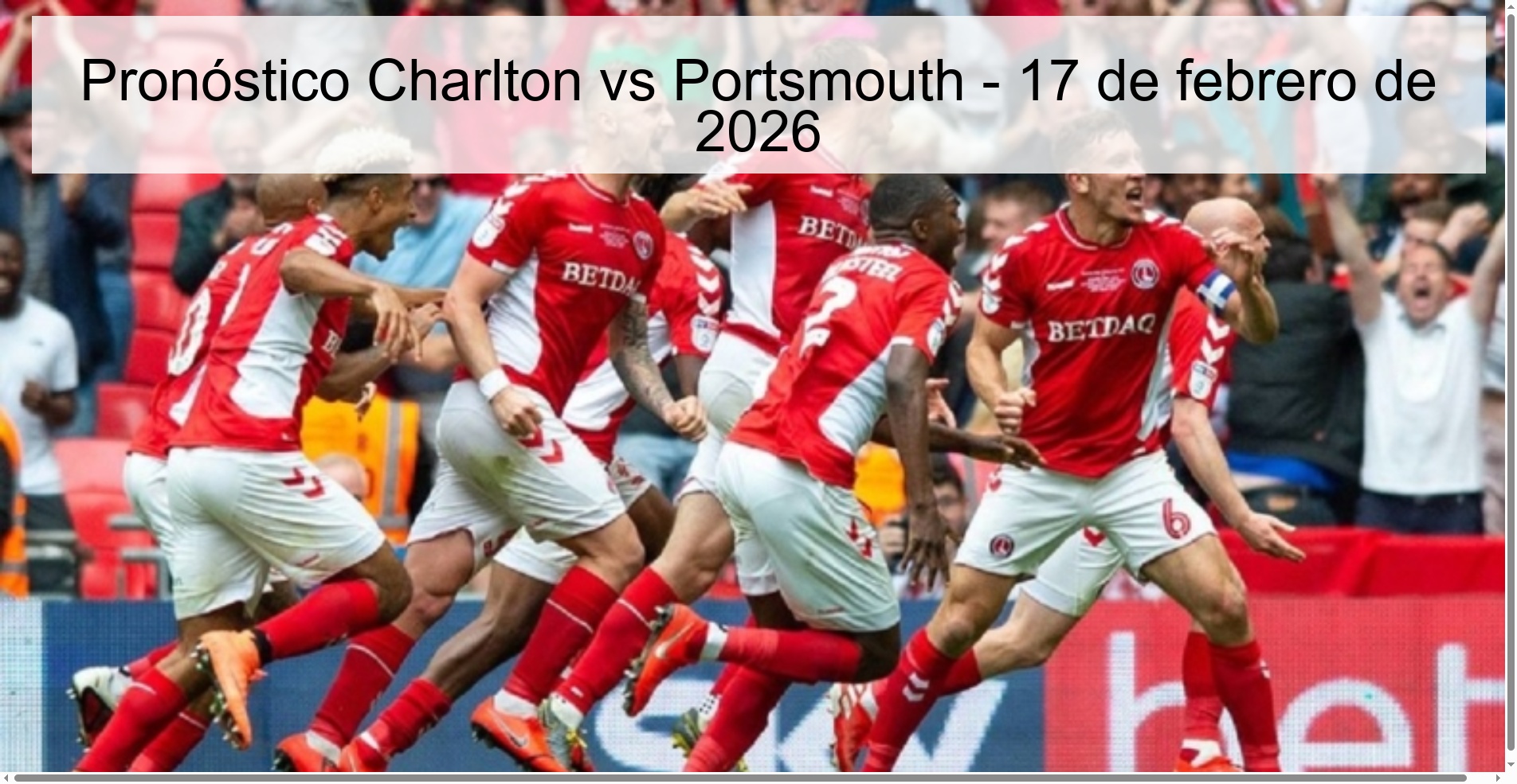 Pronóstico Charlton vs Portsmouth - 17 de febrero de 2026
