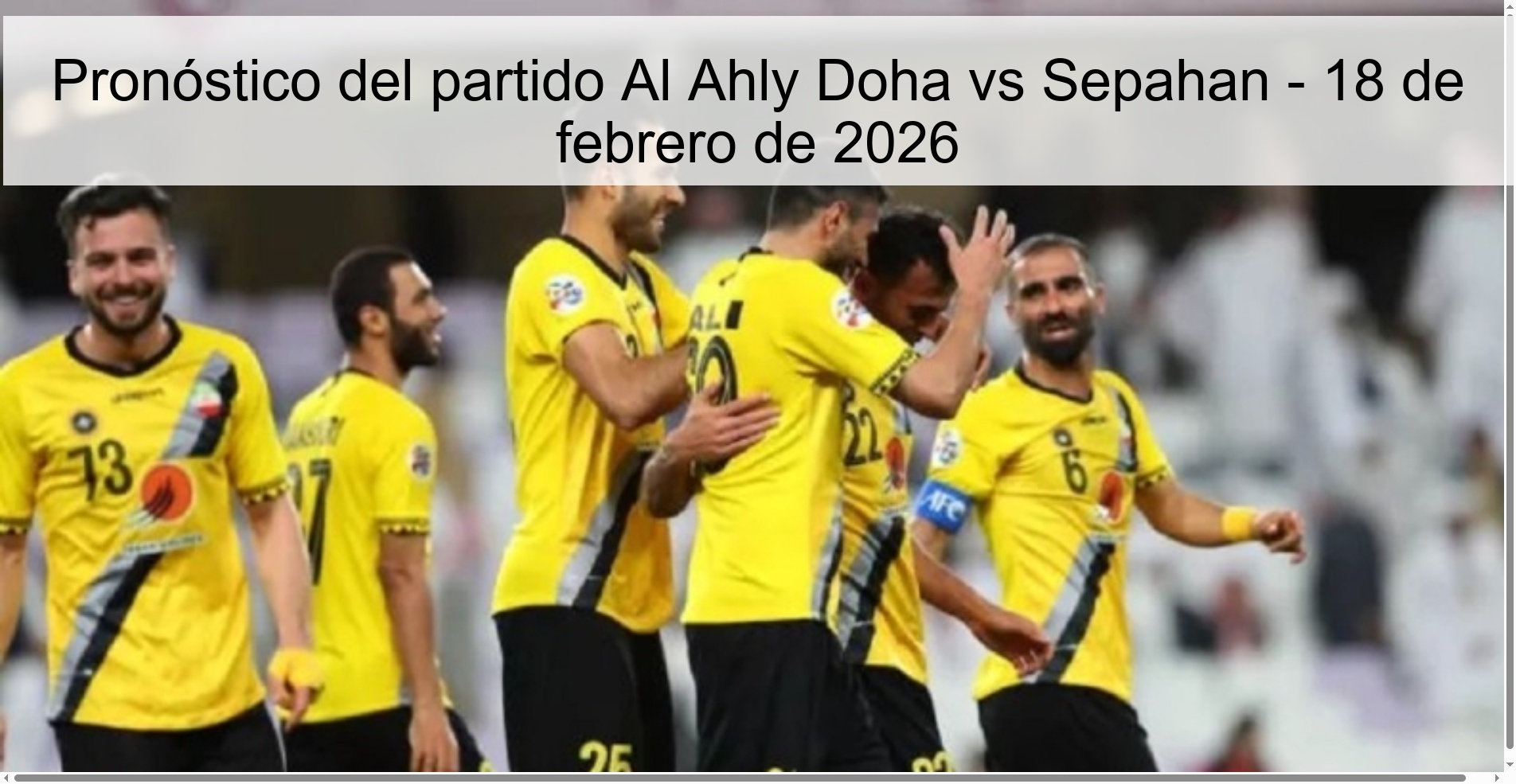 Pronóstico del partido Al Ahly Doha vs Sepahan - 18 de febrero de 2026