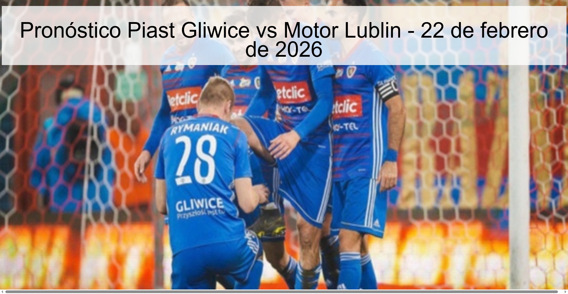 Pronóstico Piast Gliwice vs Motor Lublin - 22 de febrero de 2026