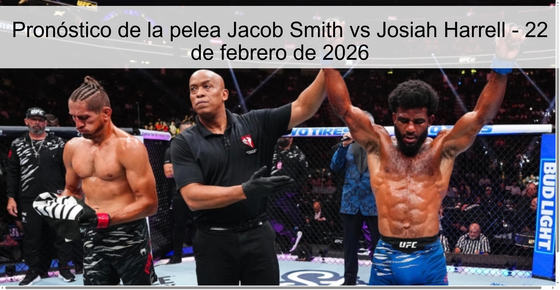 Pronóstico de la pelea Jacob Smith vs Josiah Harrell - 22 de febrero de 2026