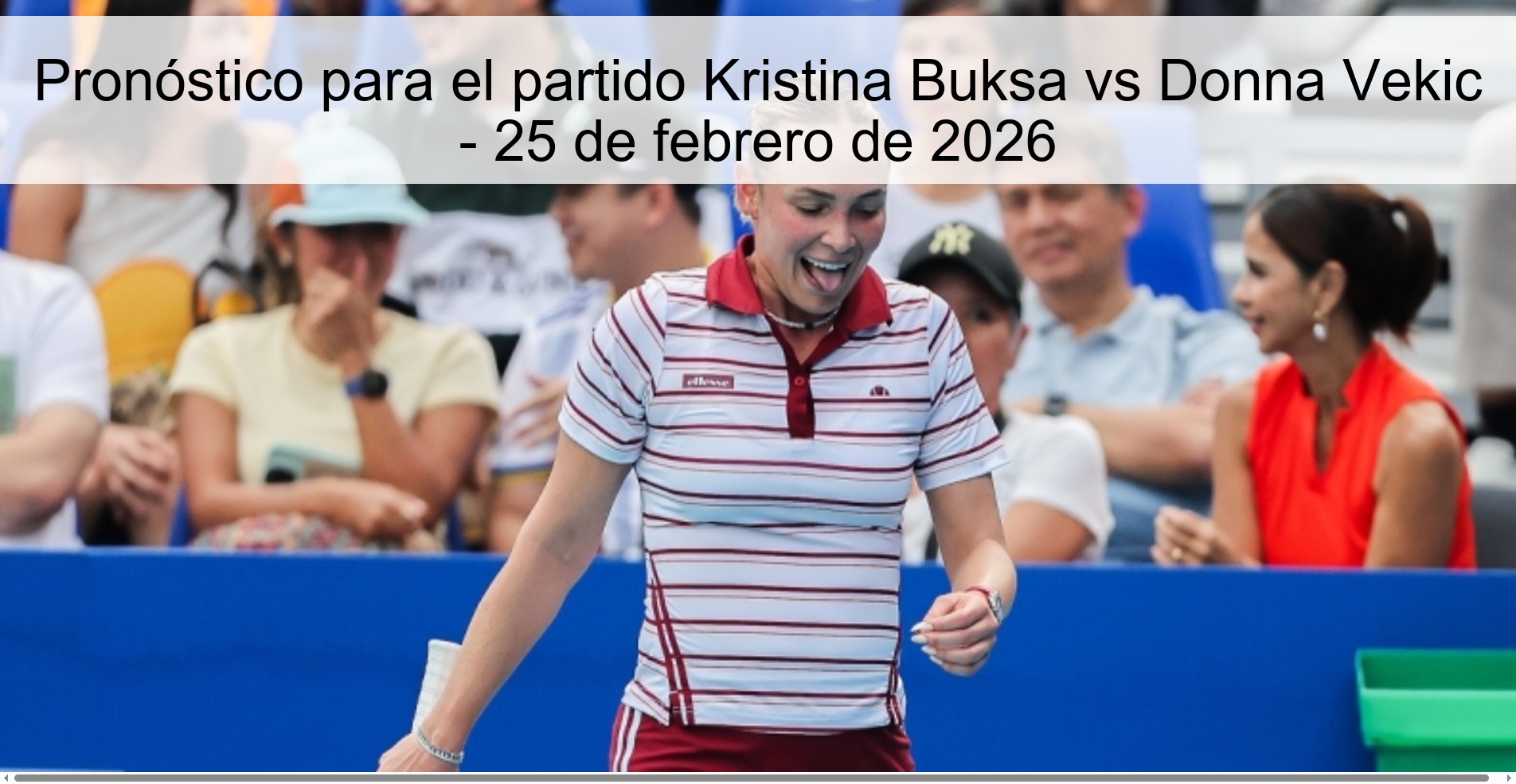 Prediction for the match Kristina Buksa vs Donna Vekic - February 25, 2026