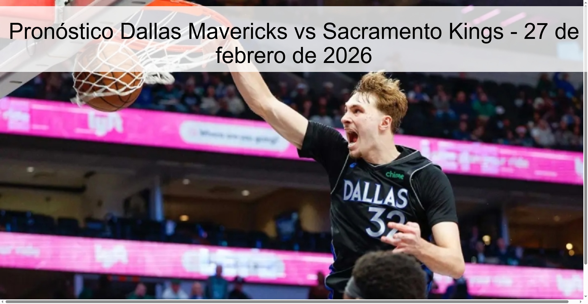 Dallas Mavericks vs Sacramento Kings Prediction - February 27, 2026