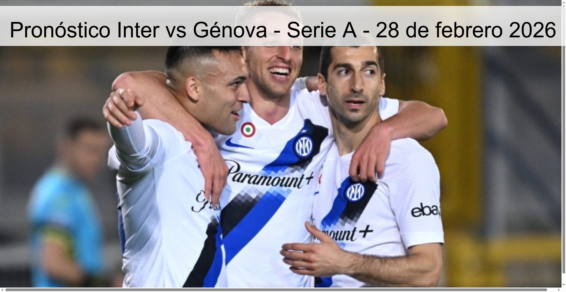 Pronóstico Inter vs Génova - Serie A - 28 de febrero 2026