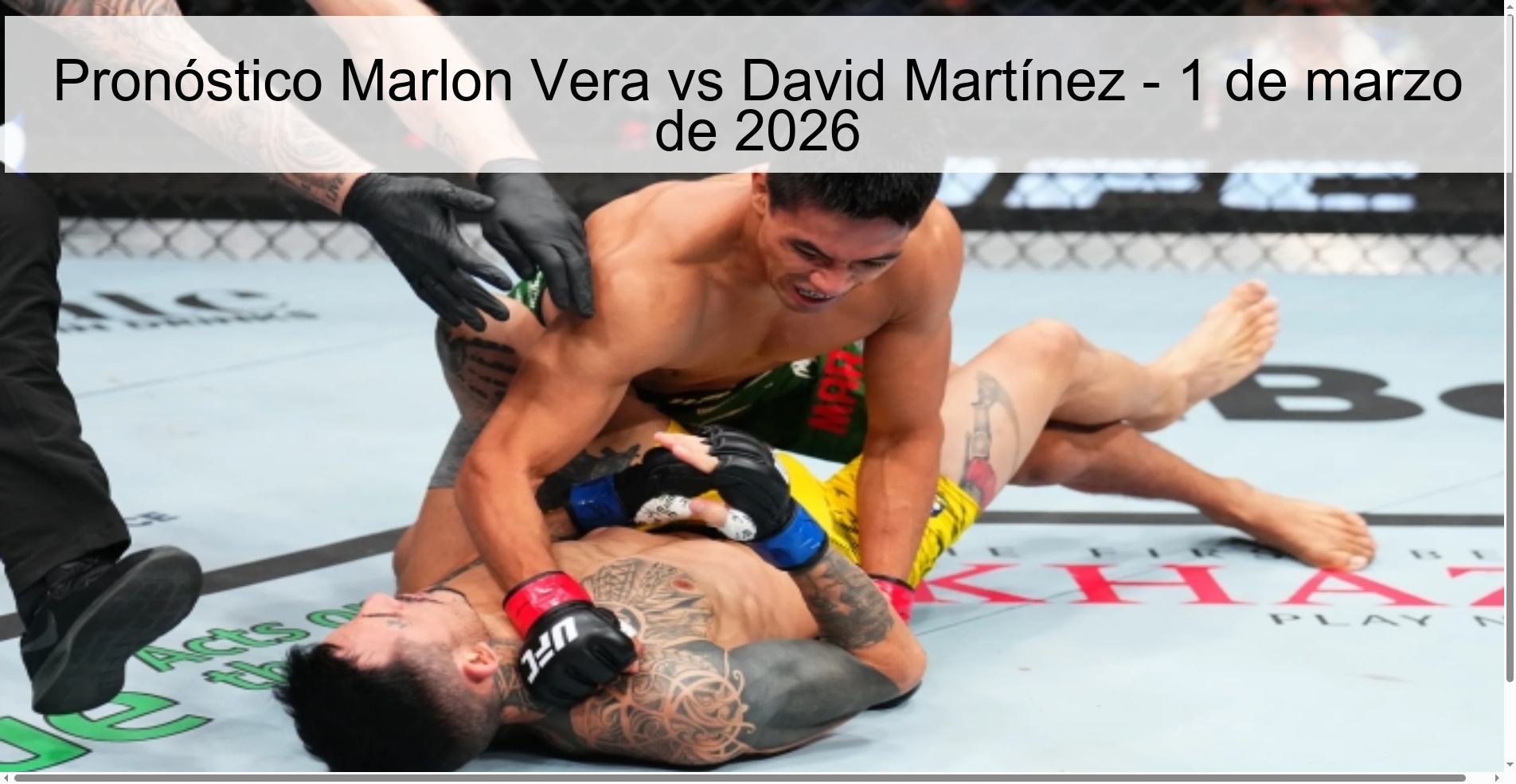 Marlon Vera vs David Martínez Prediction - March 1, 2026