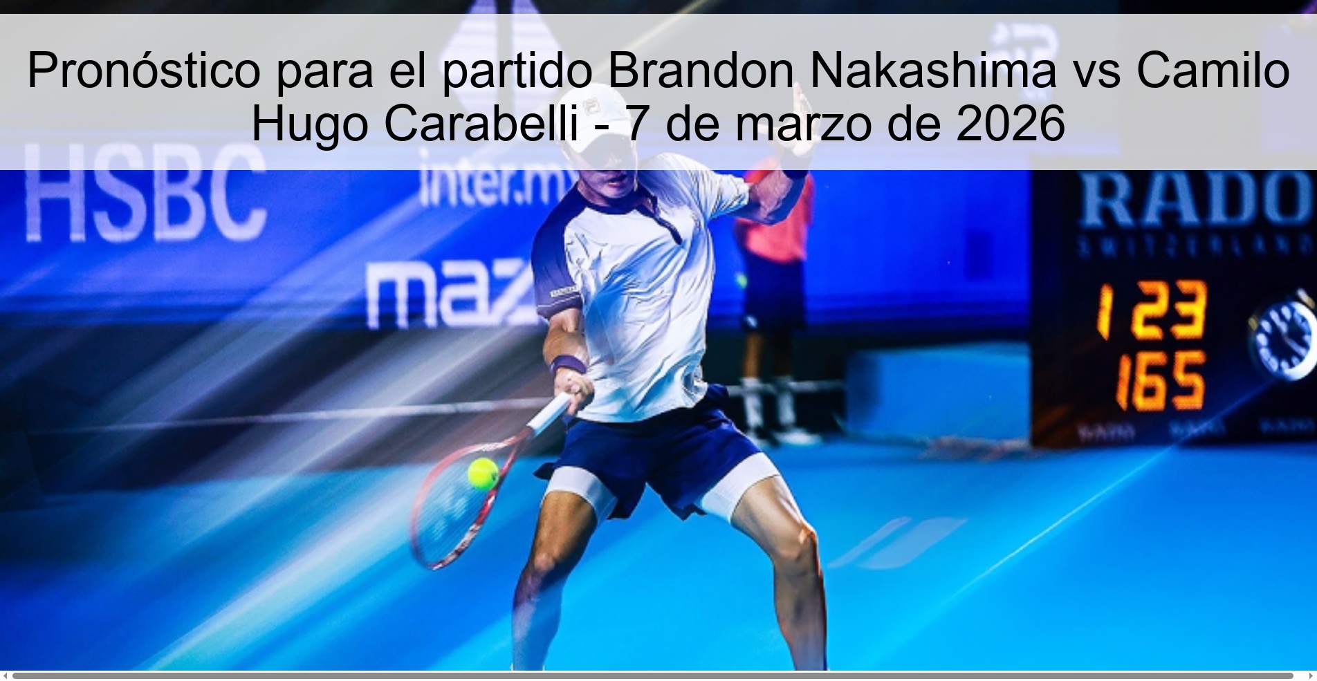 Prediction for the match Brandon Nakashima vs Camilo Hugo Carabelli - March 7, 2026