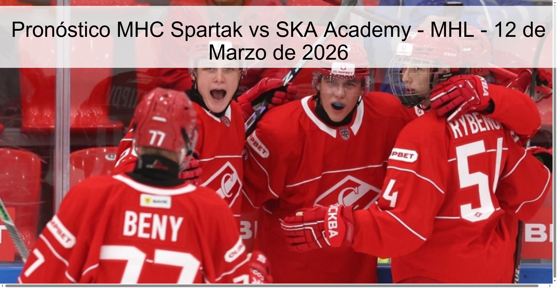 Pronóstico MHC Spartak vs SKA Academy - MHL - 12 de Marzo de 2026