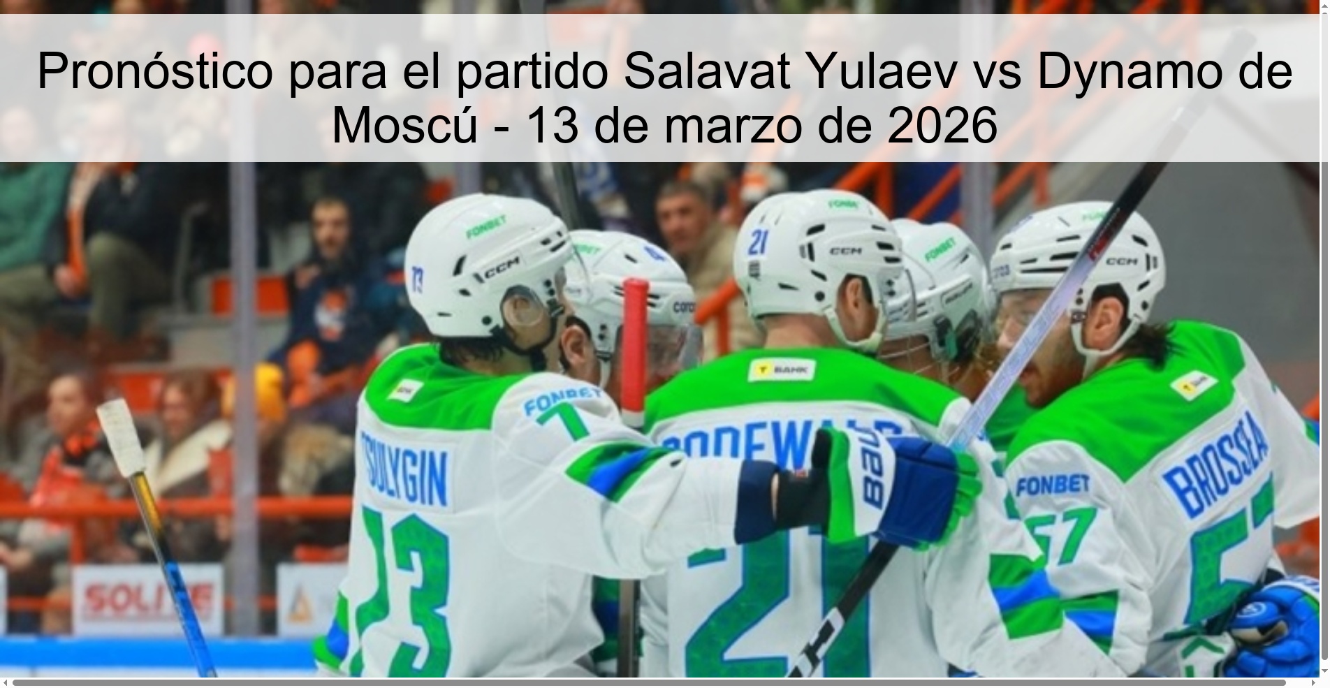 Prediction for the match Salavat Yulaev vs Dynamo Moscow - March 13, 2026