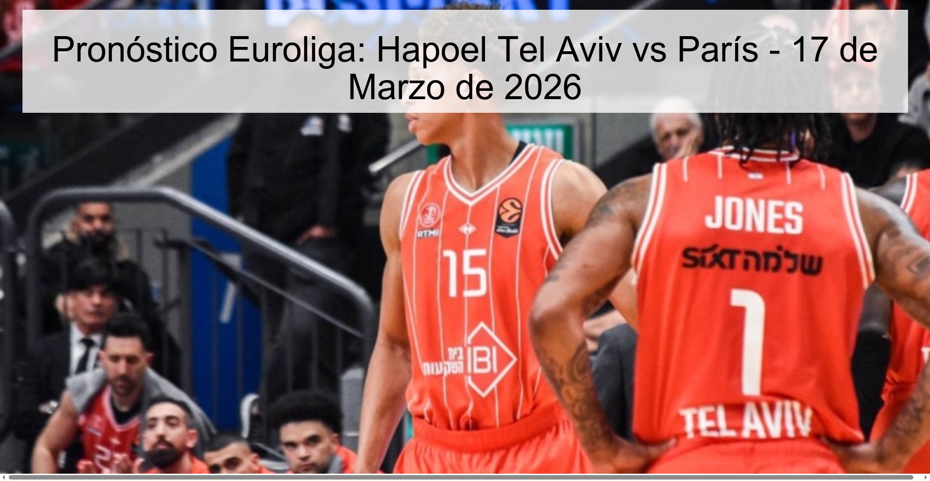 Pronóstico Euroliga: Hapoel Tel Aviv vs París - 17 de Marzo de 2026