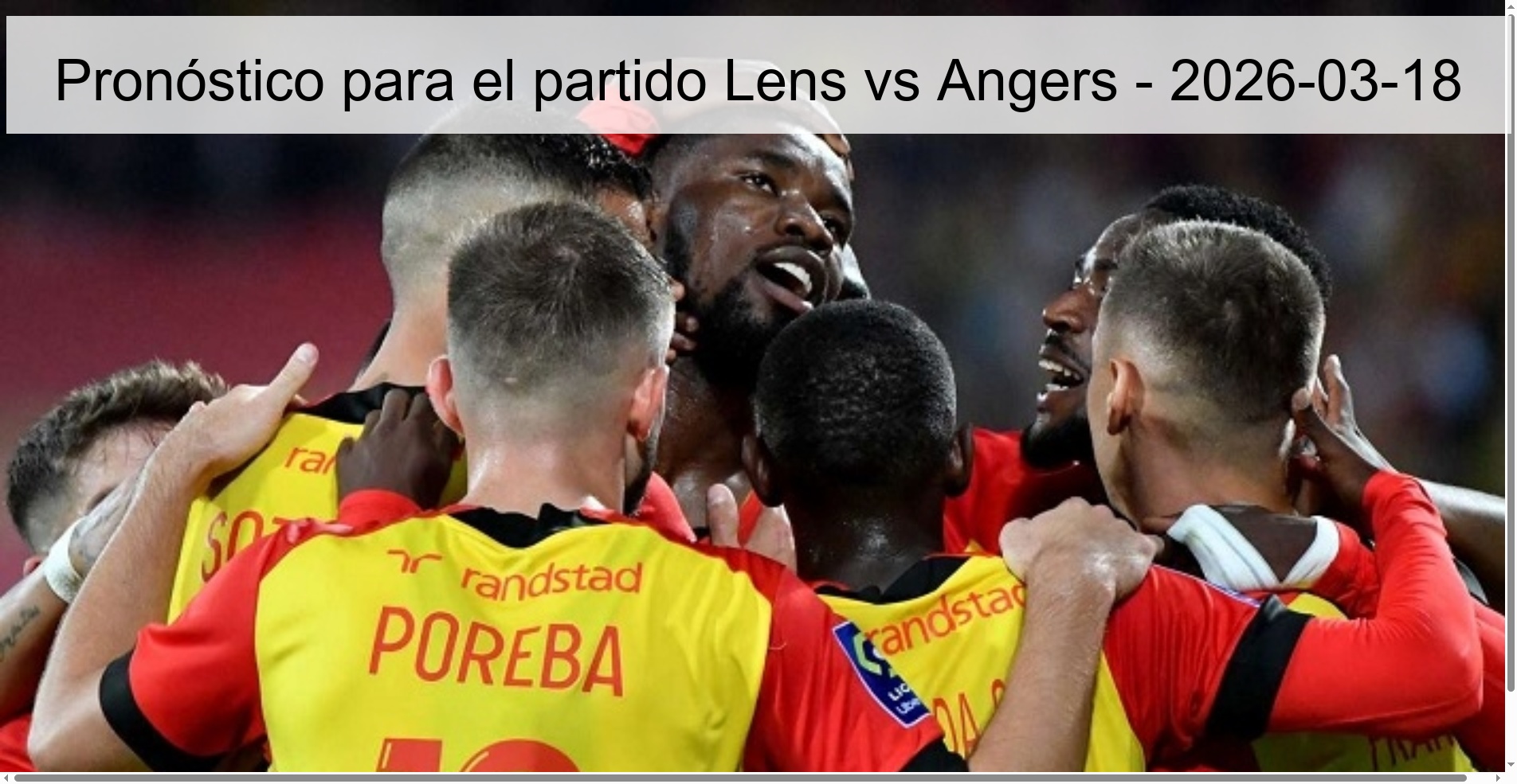 Pronóstico para el partido Lens vs Angers - 2026-03-18