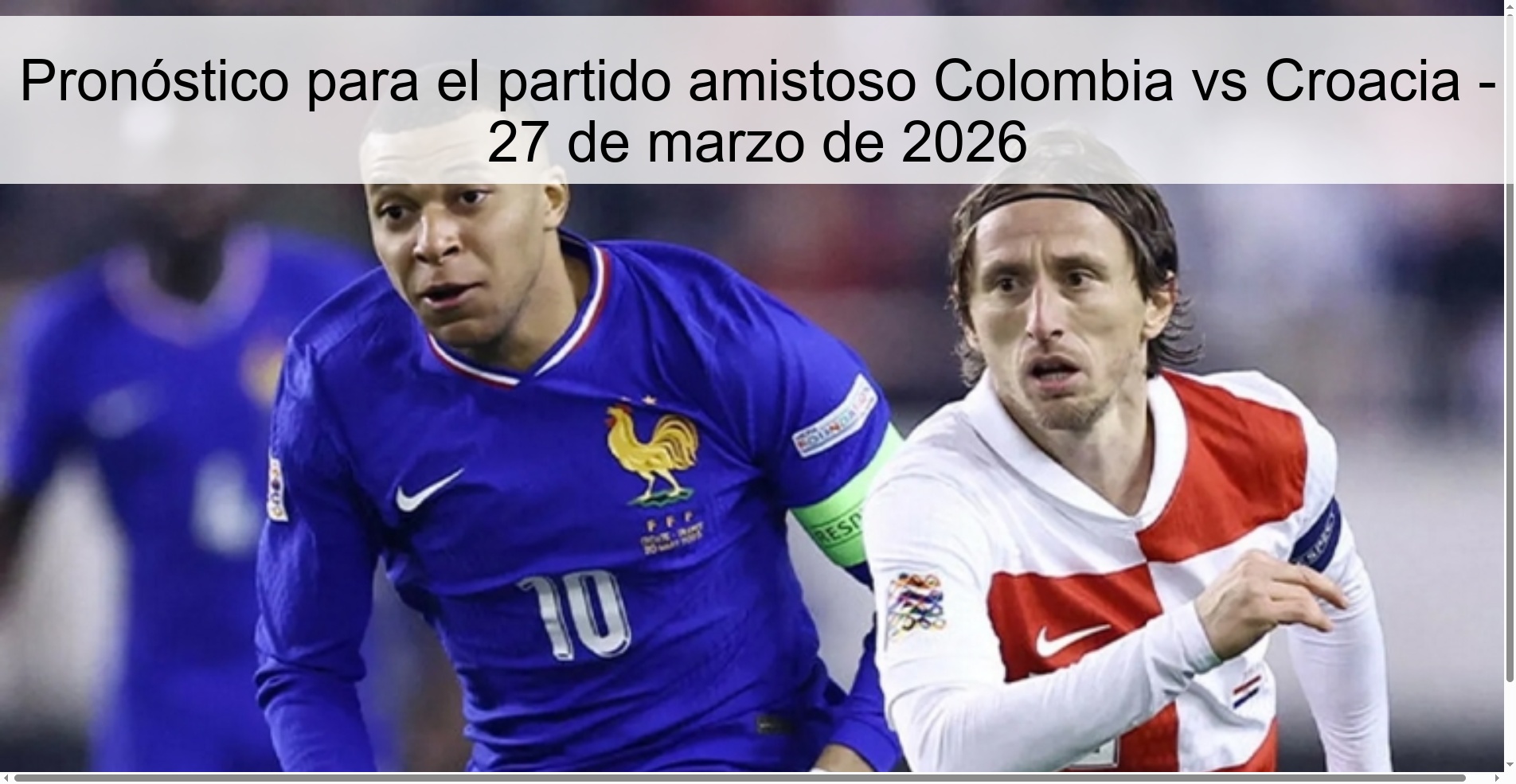 Pronóstico para el partido amistoso Colombia vs Croacia - 27 de marzo de 2026