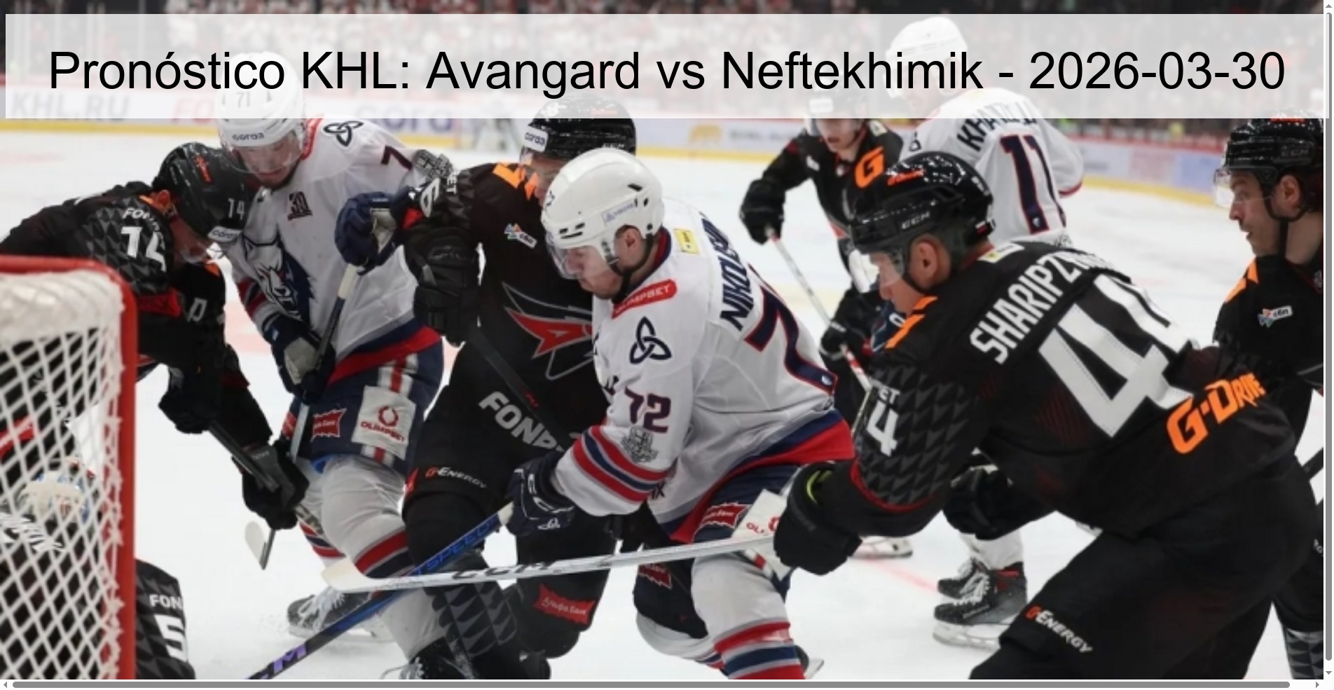 KHL Prediction: Avangard vs Neftekhimik - 2026-03-30