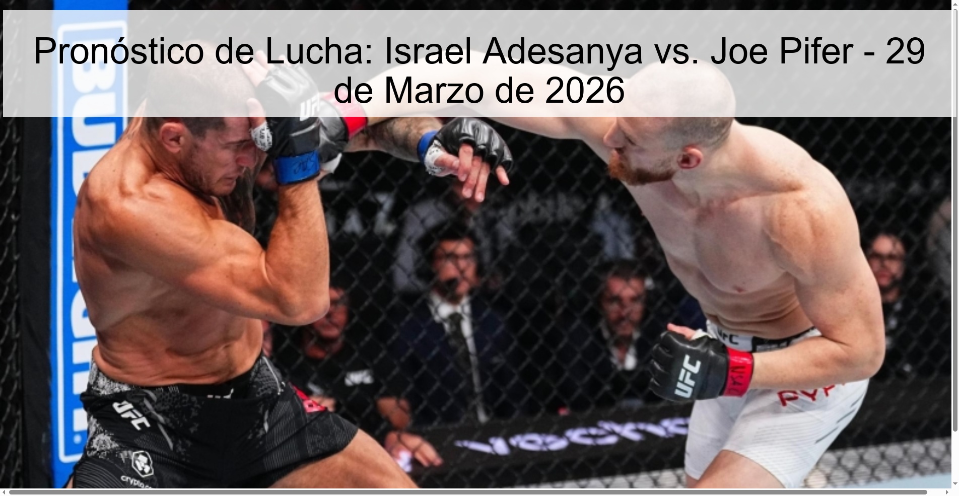 Pronóstico de Lucha: Israel Adesanya vs. Joe Pifer - 29 de Marzo de 2026 Pronóstico de Lucha: Israel Adesanya vs. Joe Pifer - 29 de Marzo de 2026