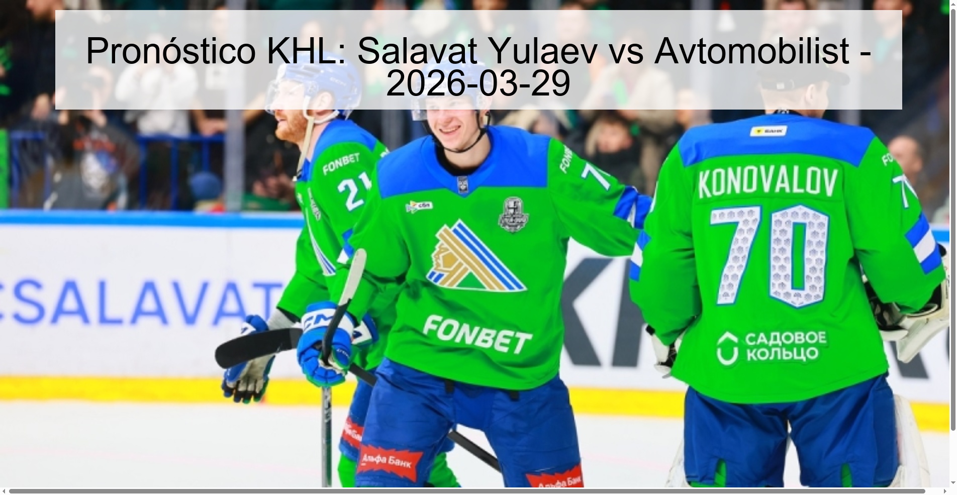 Pronóstico KHL: Salavat Yulaev vs Avtomobilist - 2026-03-29