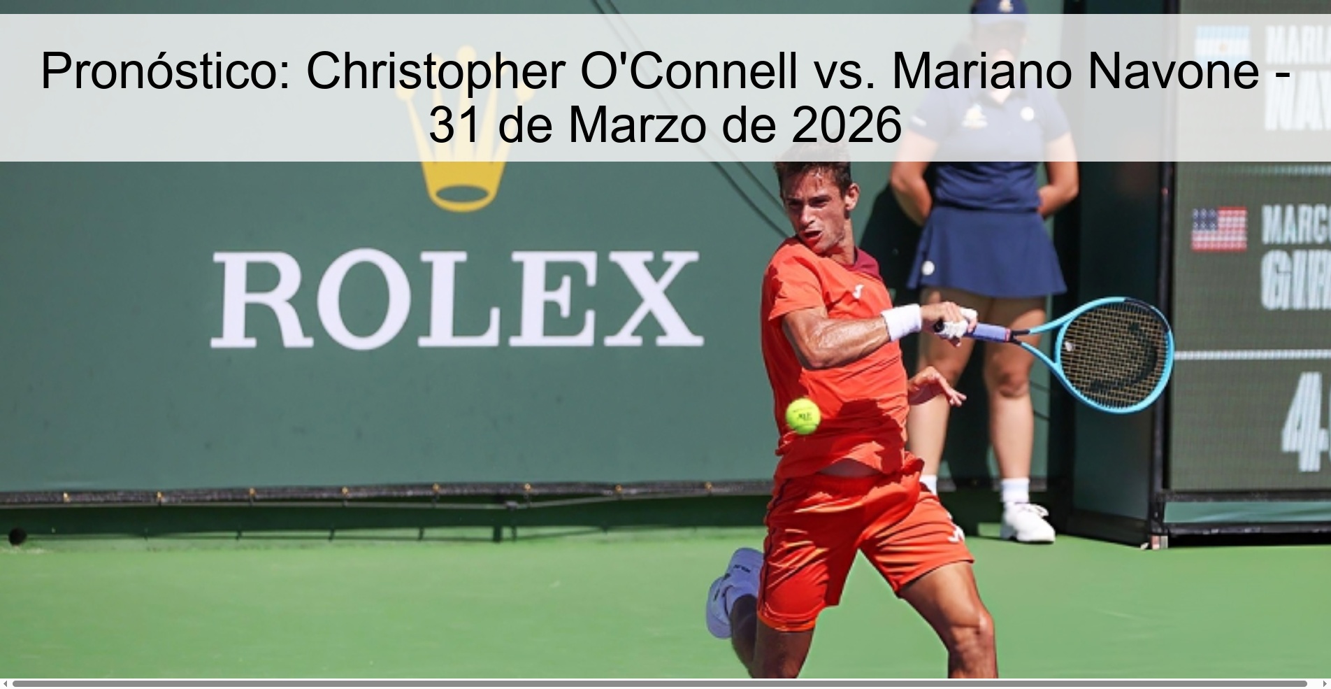 Pronóstico: Christopher O'Connell vs. Mariano Navone - 31 de Marzo de 2026 Pronóstico: Christopher O'Connell vs. Mariano Navone - 31 de Marzo de 2026