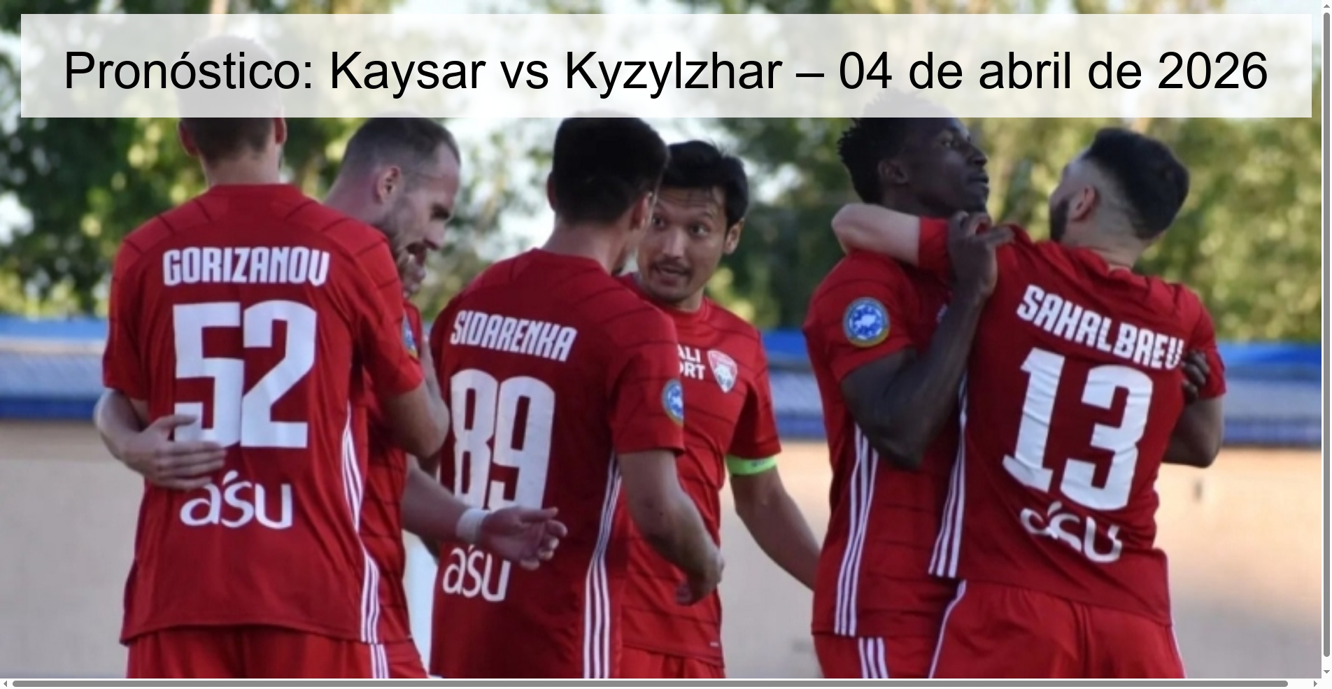Pronóstico: Kaysar vs Kyzylzhar – 04 de abril de 2026 Pronóstico: Kaysar vs Kyzylzhar – 04 de abril de 2026