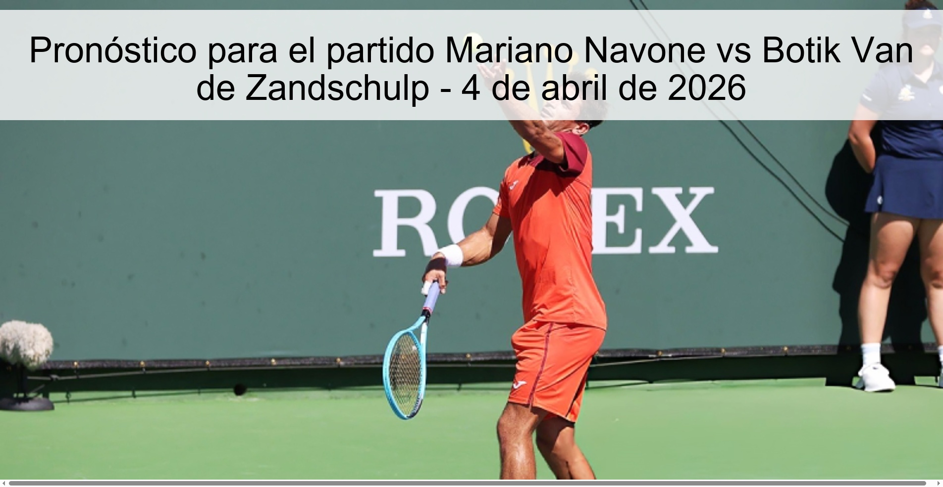 Pronóstico para el partido Mariano Navone vs Botik Van de Zandschulp - 4 de abril de 2026
