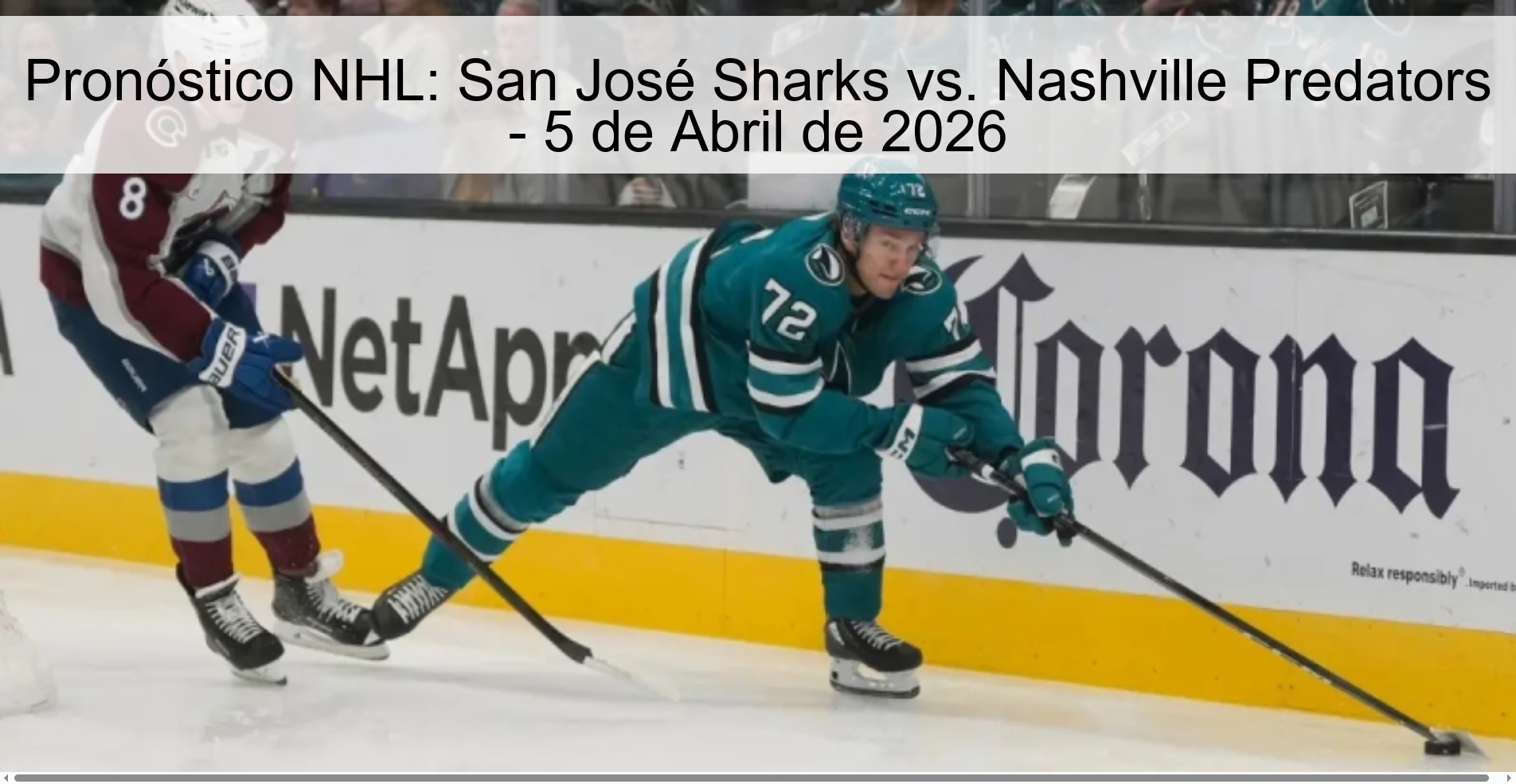 Pronóstico NHL: San José Sharks vs. Nashville Predators - 5 de Abril de 2026 Pronóstico NHL: San José Sharks vs. Nashville Predators - 5 de Abril de 2026