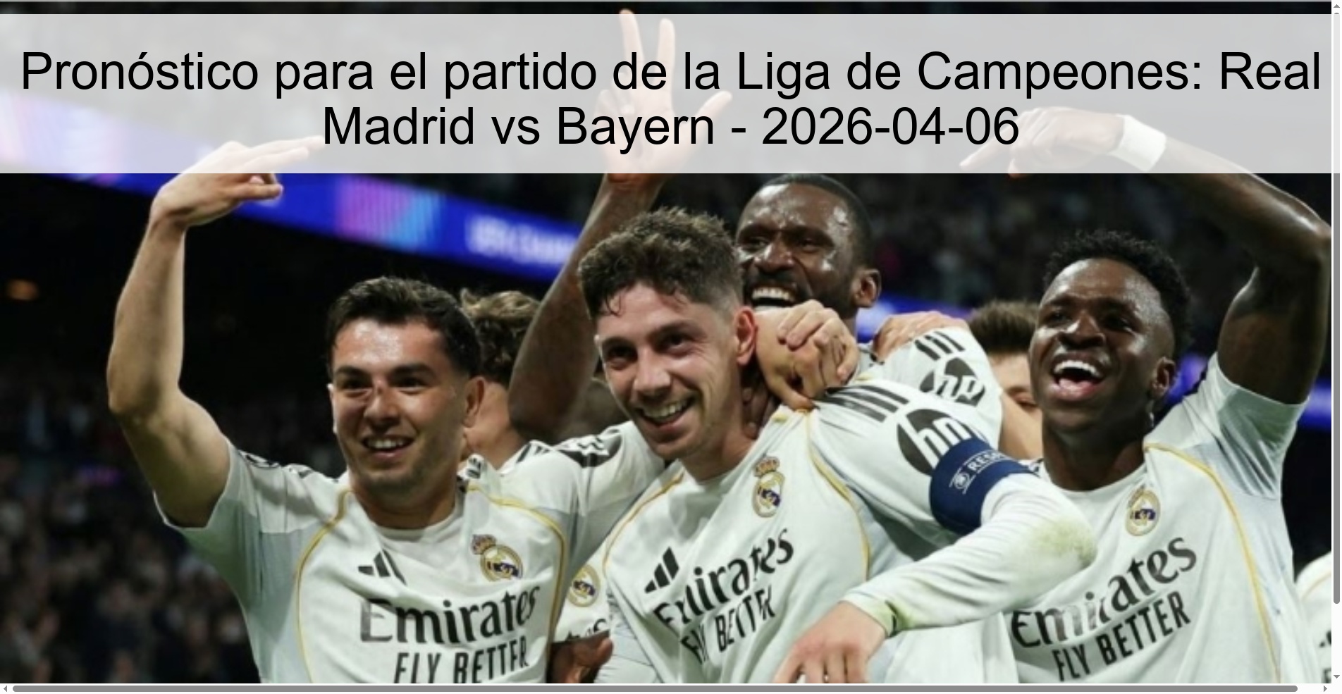 Pronóstico para el partido de la Liga de Campeones: Real Madrid vs Bayern - 2026-04-06