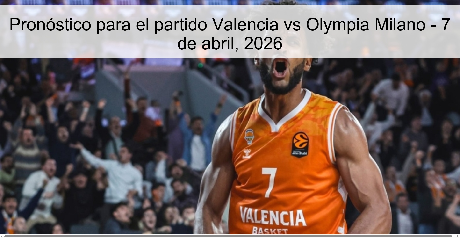 Pronóstico para el partido Valencia vs Olympia Milano - 7 de abril, 2026