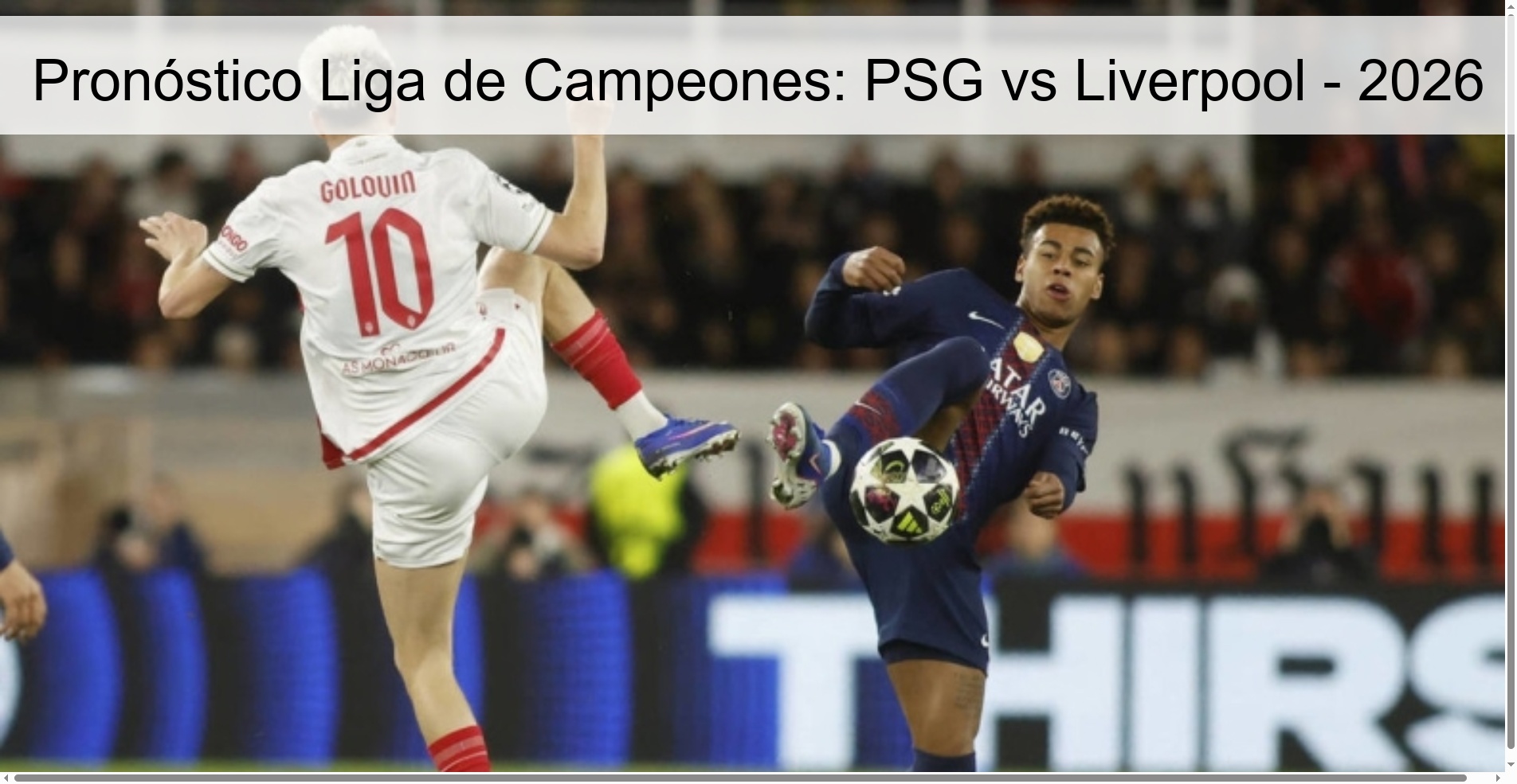 Pronóstico Liga de Campeones: PSG vs Liverpool - 2026 Pronóstico Liga de Campeones: PSG vs Liverpool - 2026
