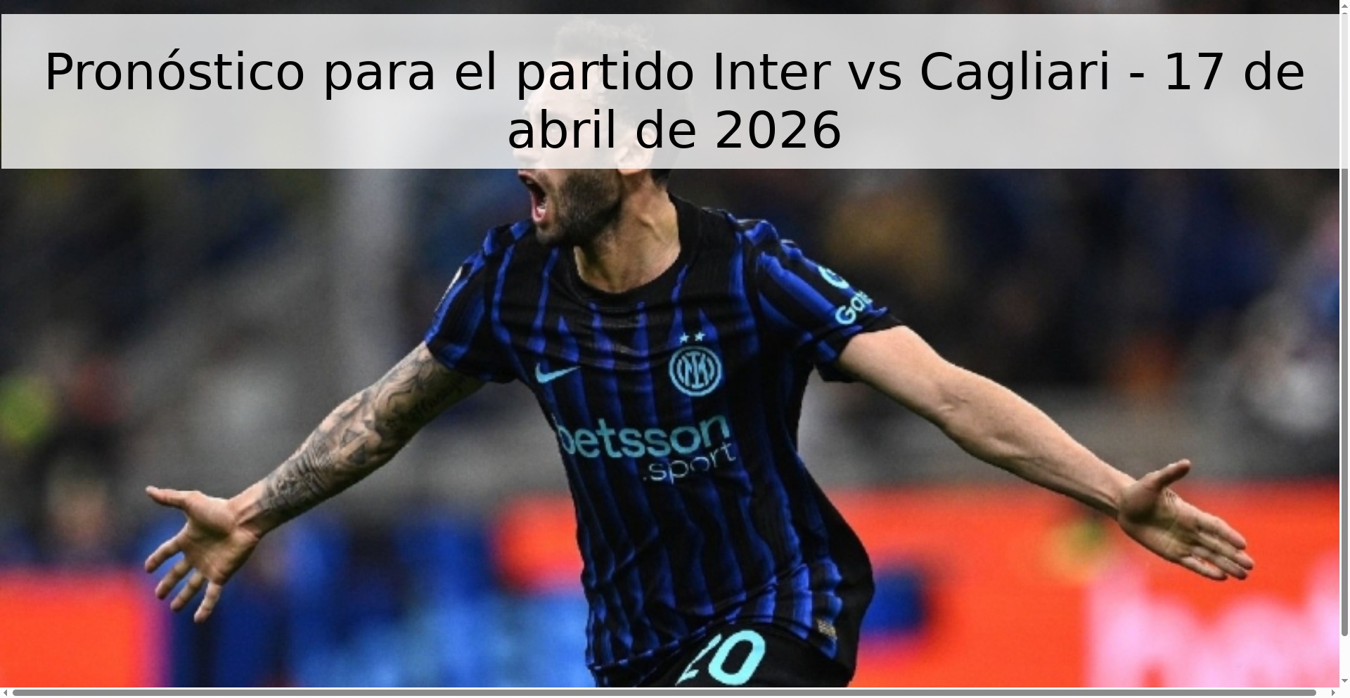 Pronóstico para el partido Inter vs Cagliari - 17 de abril de 2026
