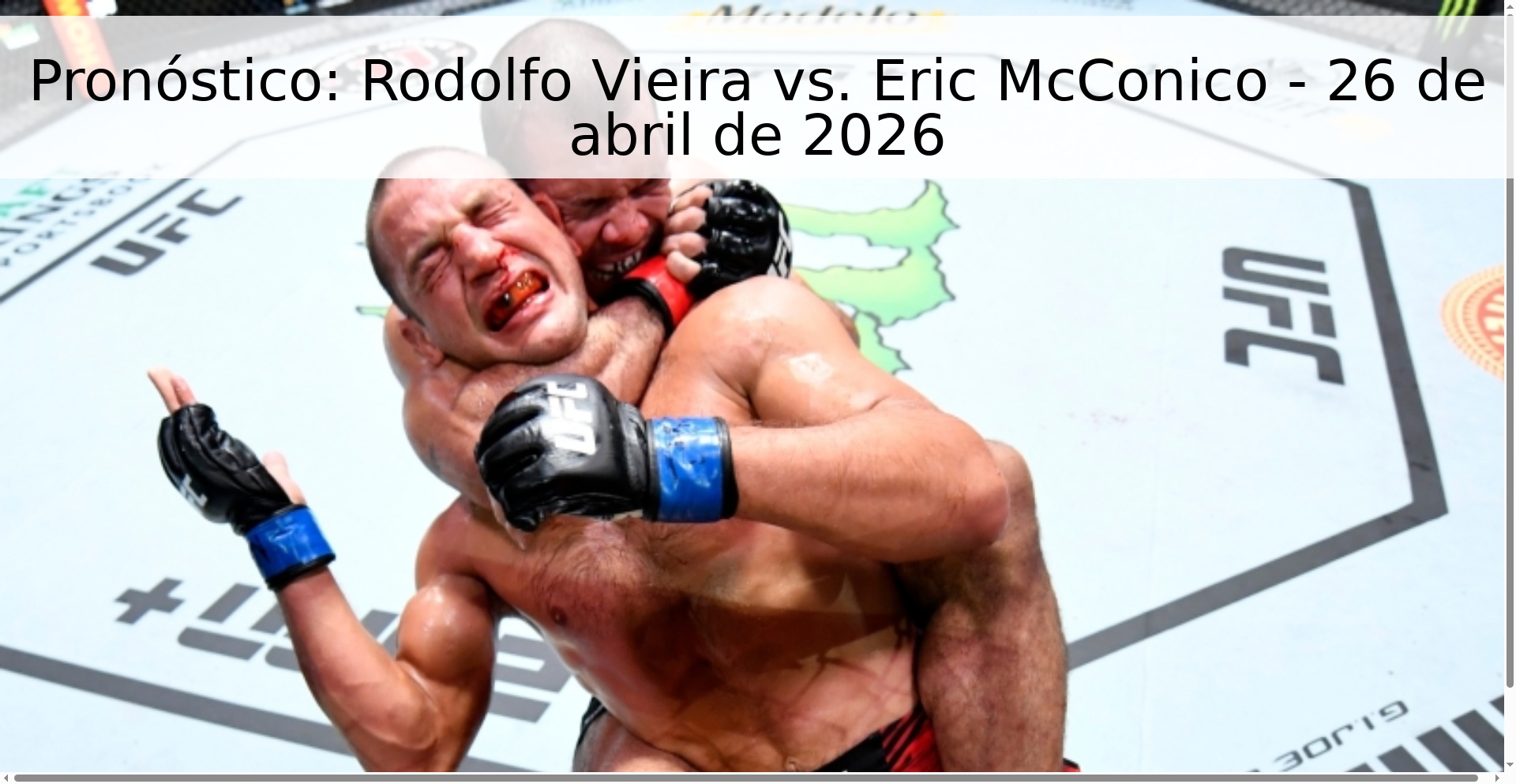 Pronóstico: Rodolfo Vieira vs. Eric McConico - 26 de abril de 2026 Pronóstico: Rodolfo Vieira vs. Eric McConico - 26 de abril de 2026