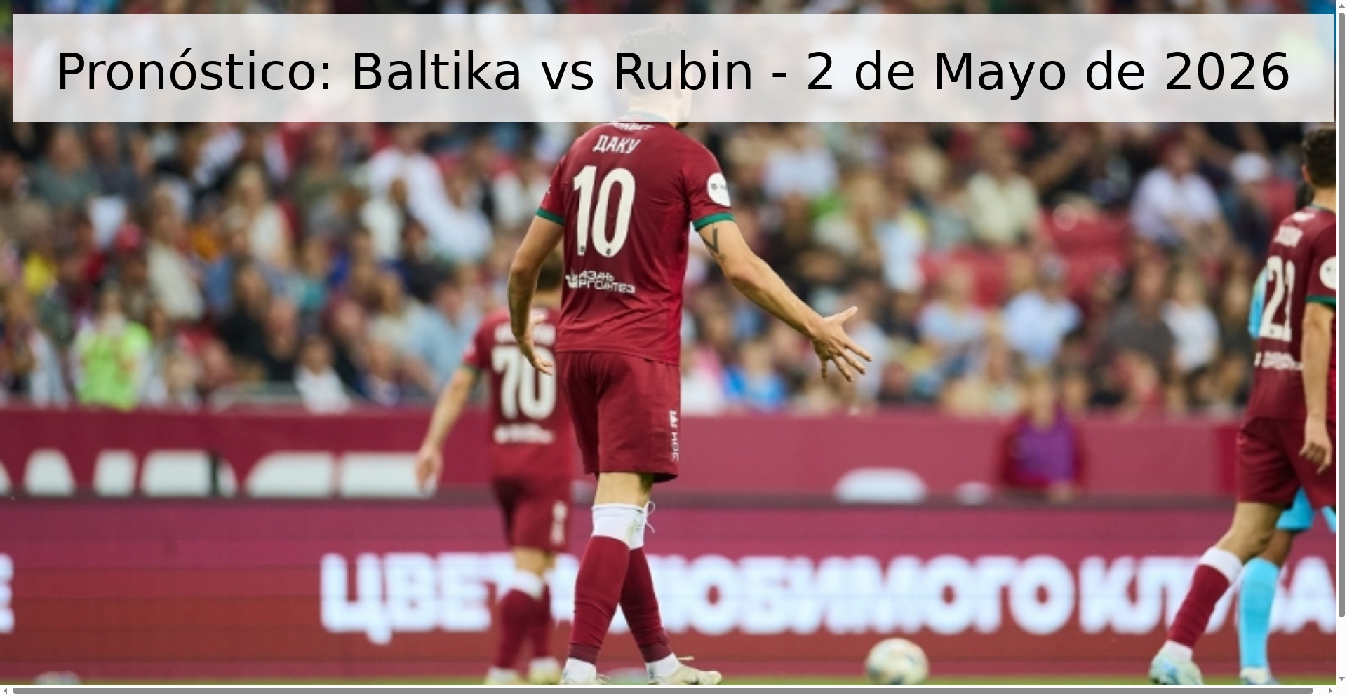 Pronóstico: Baltika vs Rubin - 2 de Mayo de 2026